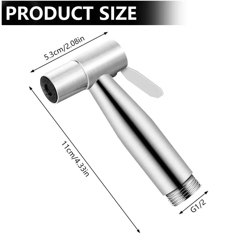 HOTUT Pulverizador para bidé de mano, Grifo WC de mano, Ducha Bidet Acero Inoxidable, Limpieza Inodoro