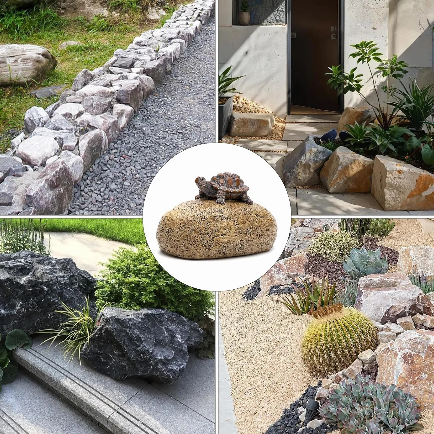 Escondite para Llaves al Aire Libre, Piedra con Compartimento Secreto de Resina, Diseño de Tortuga, Resistente a la Intemperie, Ideal para Exteriores, Jardín, Garaje y Patio