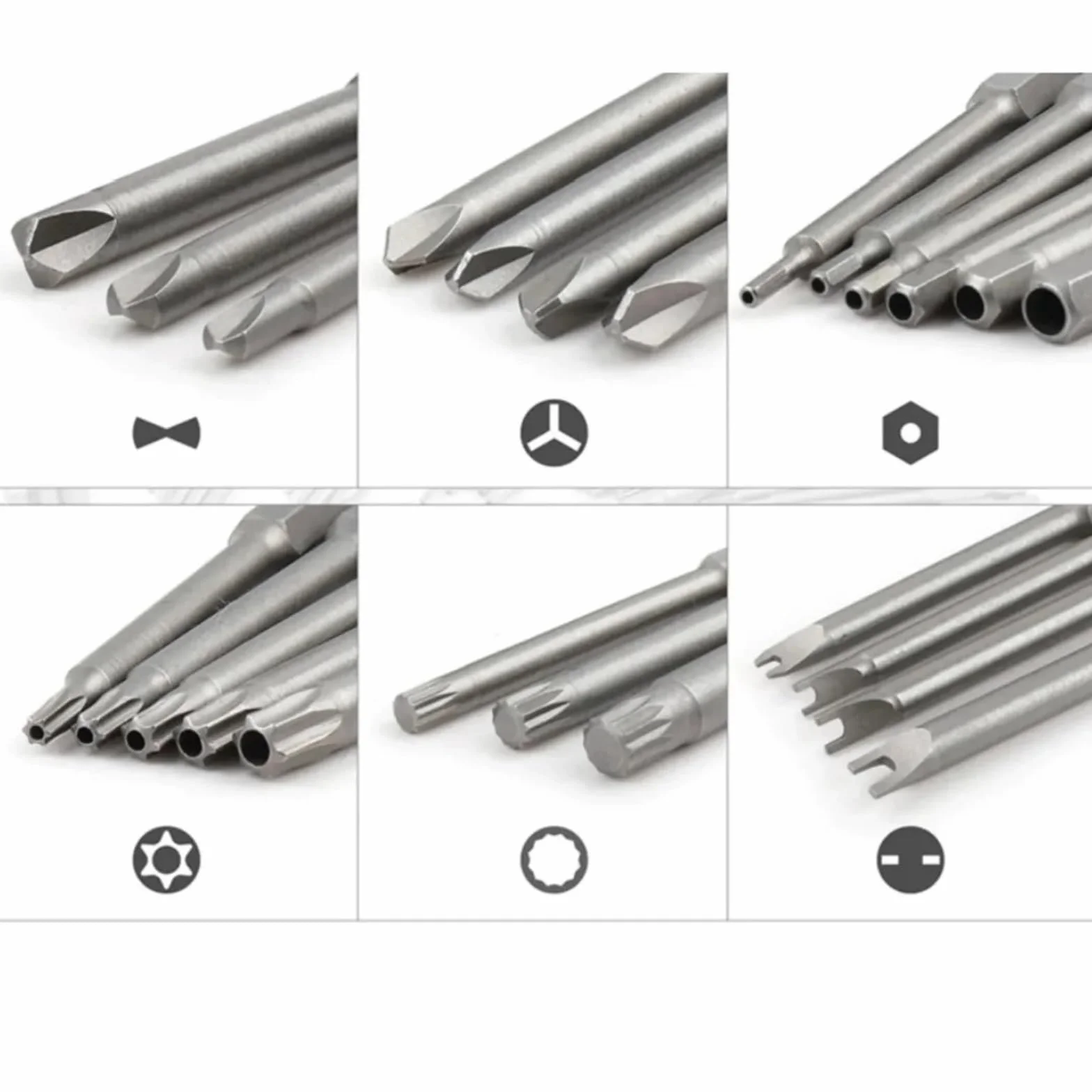 Juego De 50 Puntas De Destornillador De Alcance Extra Largo De 75 Mm, Puntas De Destornillador De Seguridad Torx Star Hex