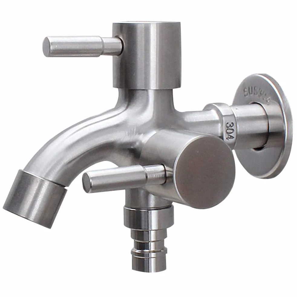 Yardwe Grifo Doble Salida Inoxidable 304 Para Lavadora Y Cocina Con Control Independiente Del Flujo Compatible Con La Mayoría De Mangueras Instalación Fácil Para Hogar Y Lavadero