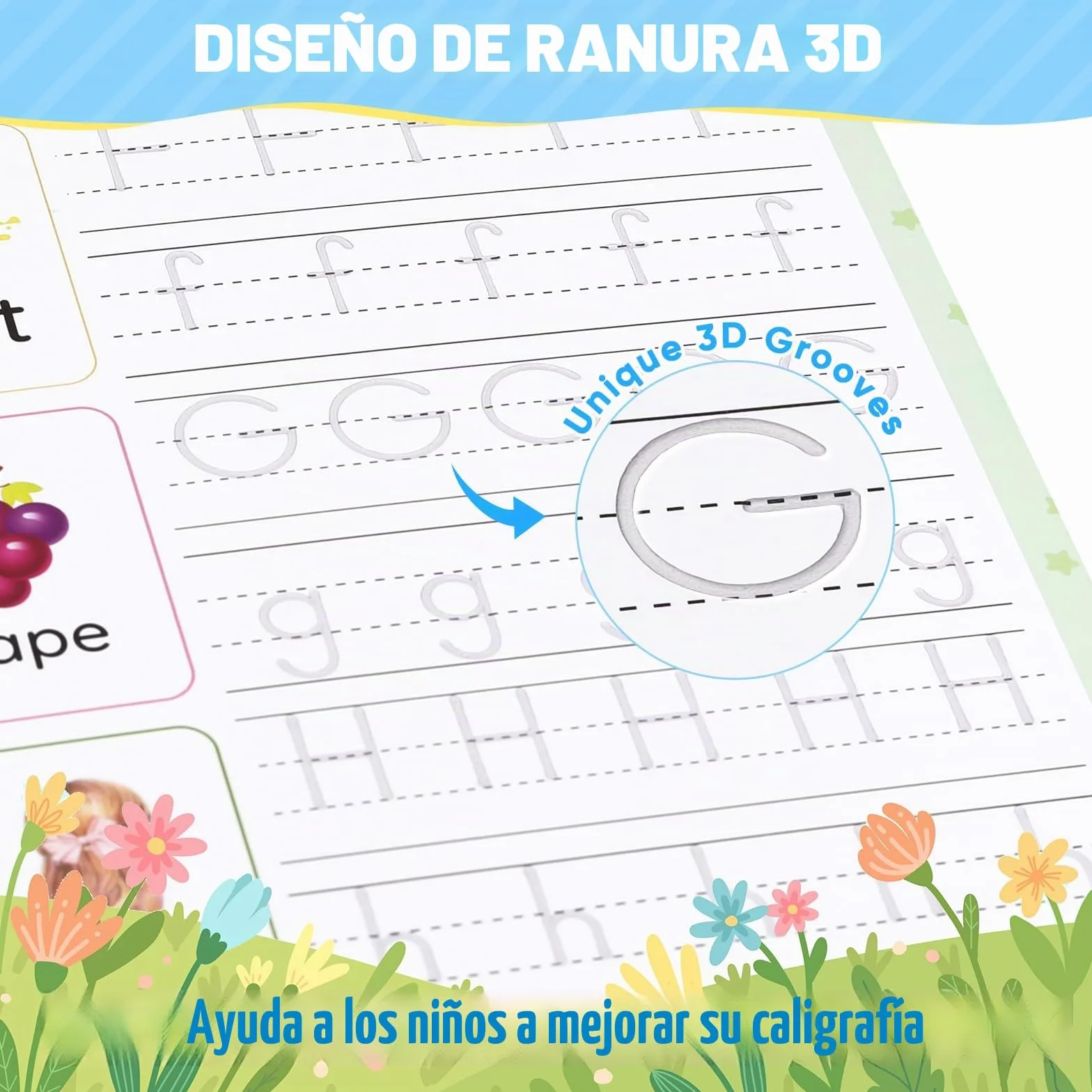 ASIGN Magic Ink Copybooks para niños, libros de trabajo reutilizables de escritura a mano para preescolares, diseño de plantilla y ayuda para escribir a mano (versión ampliada, 4 libros)