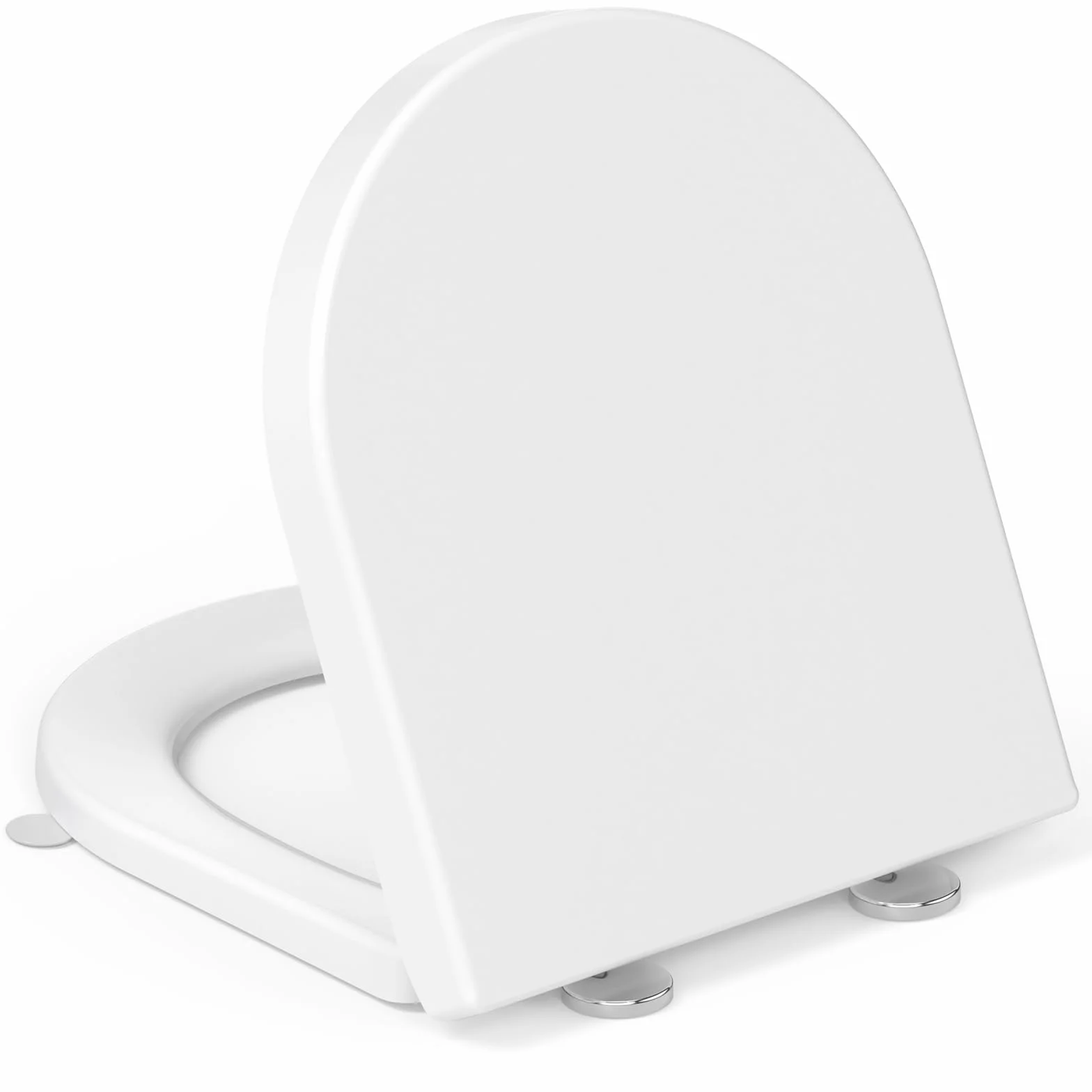 Tapa WC Universal, YEAUPE PRO Asiento de Inodoro de Cierre Suave en Forma de D con Liberación Rápida para una Fácil Limpieza, Blanco, 43 x 36 CM