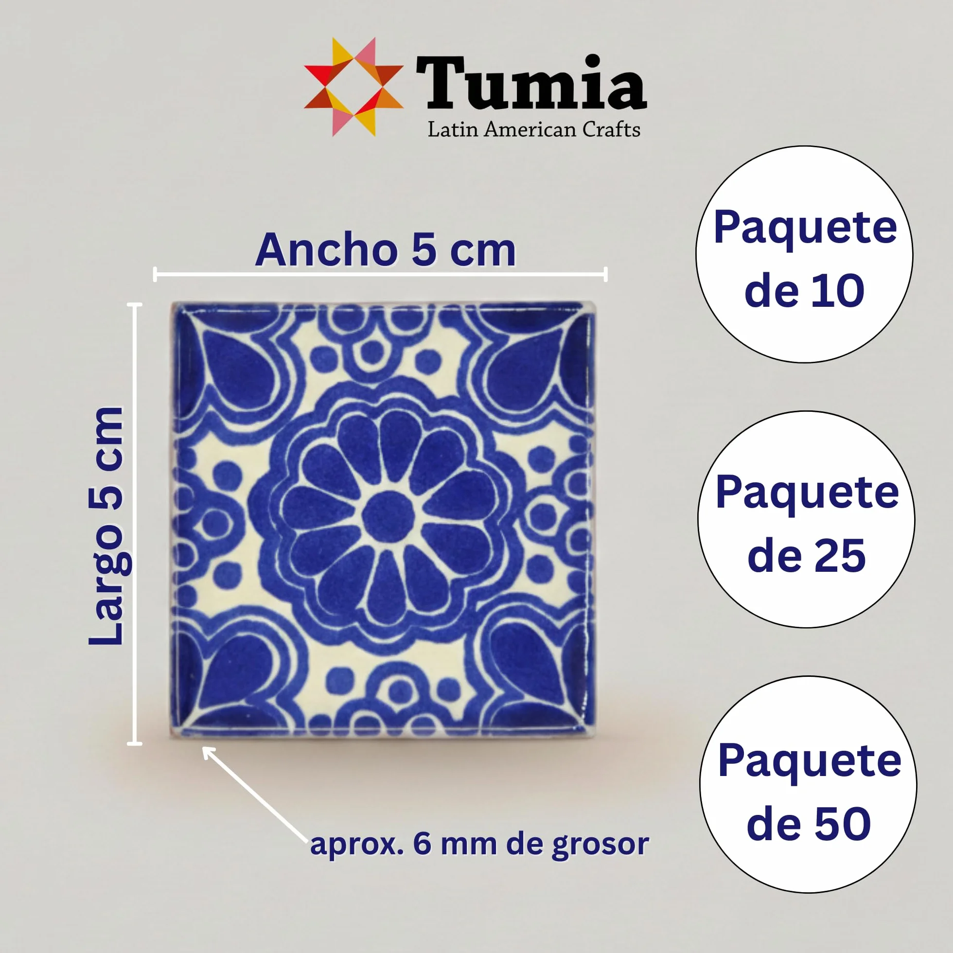 Tumia LAC Azulejos Mexicanos Artesanales de Talavera de 5cm