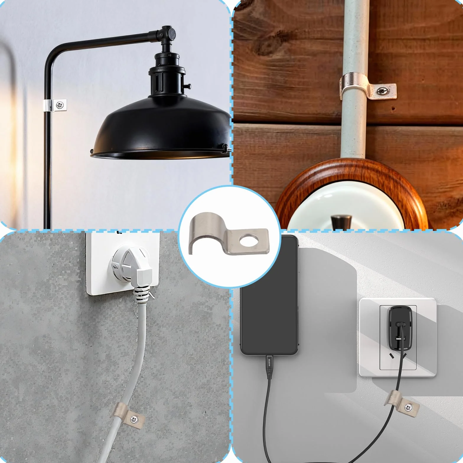 MINGBOLIN 75 Piezas Abrazadera de Tubo U,Abrazaderas Metalicas para Tubos Abrazadera de Fijación Abrazaderas para Tubos Fijacion de Tubo Solo Orificio Clips de Cable,para Tubos y Cables (8mm)