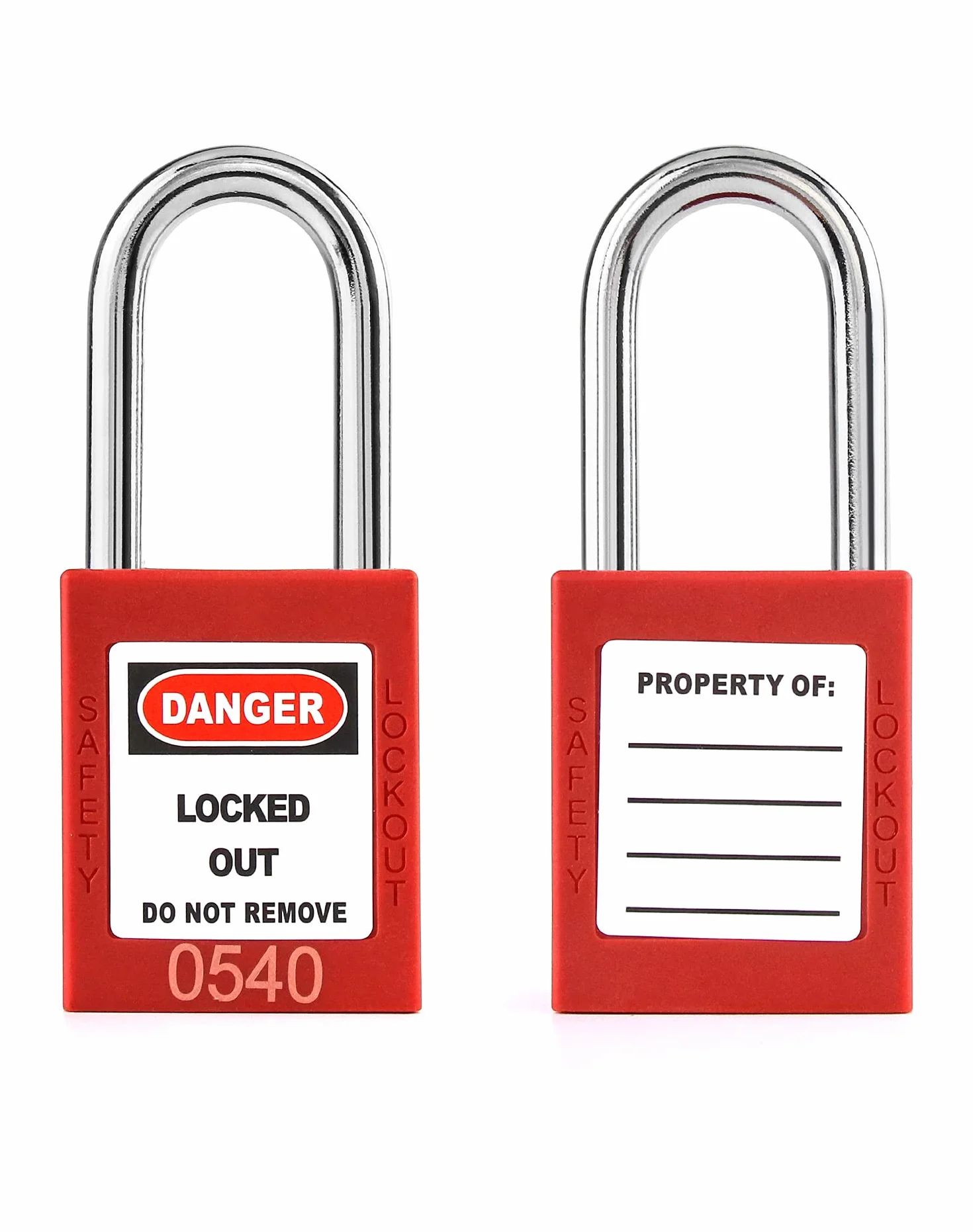QWORK® Candado de seguridad rojo para bloqueo y etiquetado, 10 paquetes candados con 20 Clave, 38mm Steel Shackle