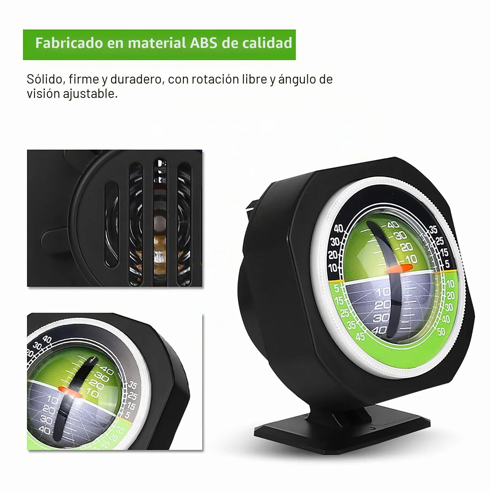 AUTO Inclinómetro de ángulo de equilibrador de ángulo de coche con luz LED exterior Inclinómetro, inclinómetro de ángulo de inclinación luminoso de 8 x 5,2 3,7 cm para la conducción