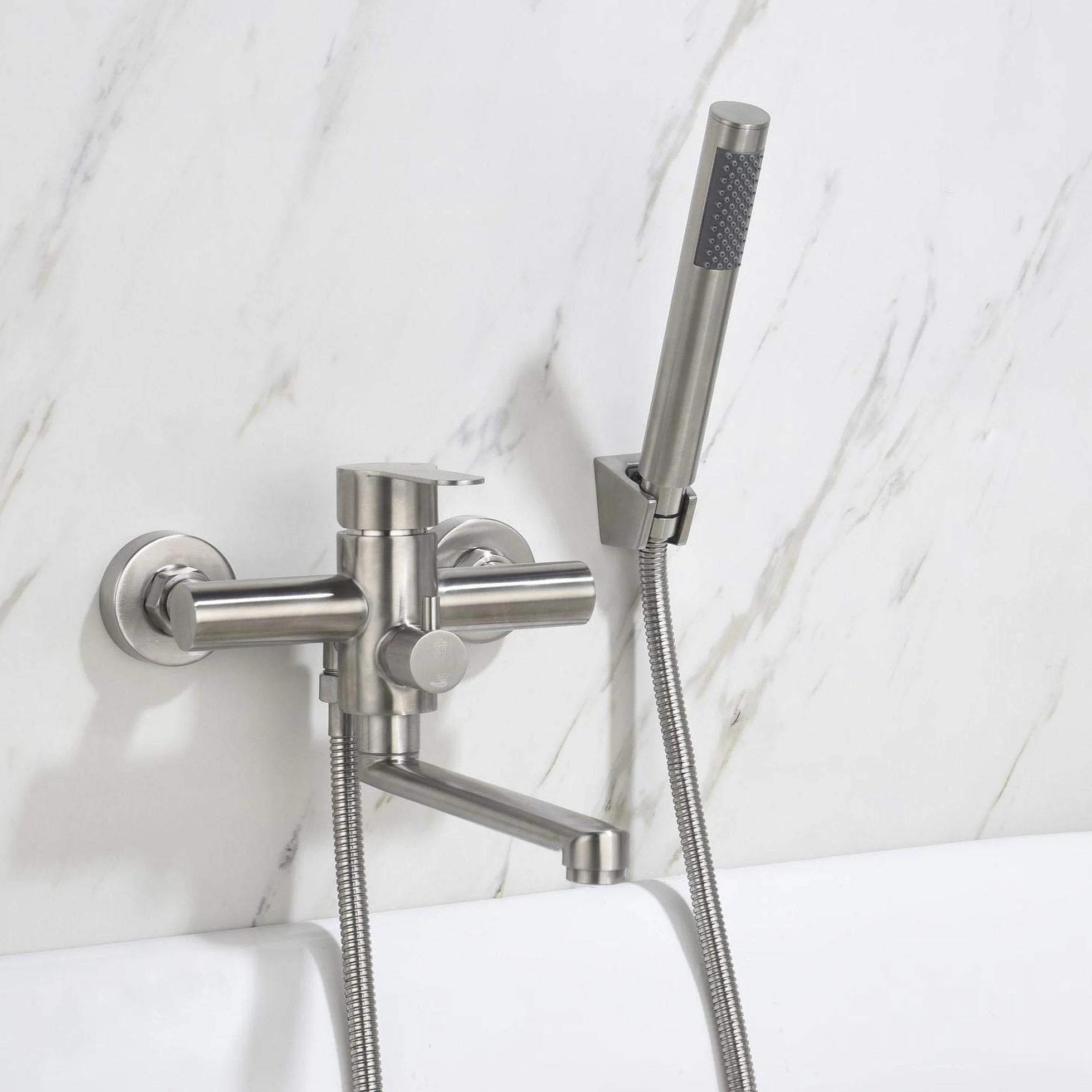 HomeLava Grifo Bañera y Ducha Monomando Acero Inoxidable 304 Instalación Pared Cepillado