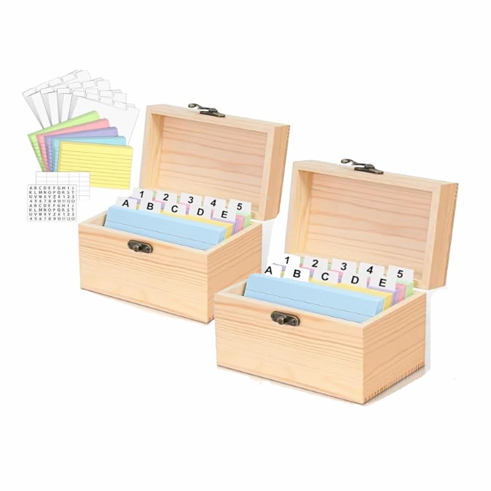 Cajas de recetas de madera con tarjetas, soporte para recetas, organizador de tarjetas de notas, para cocina