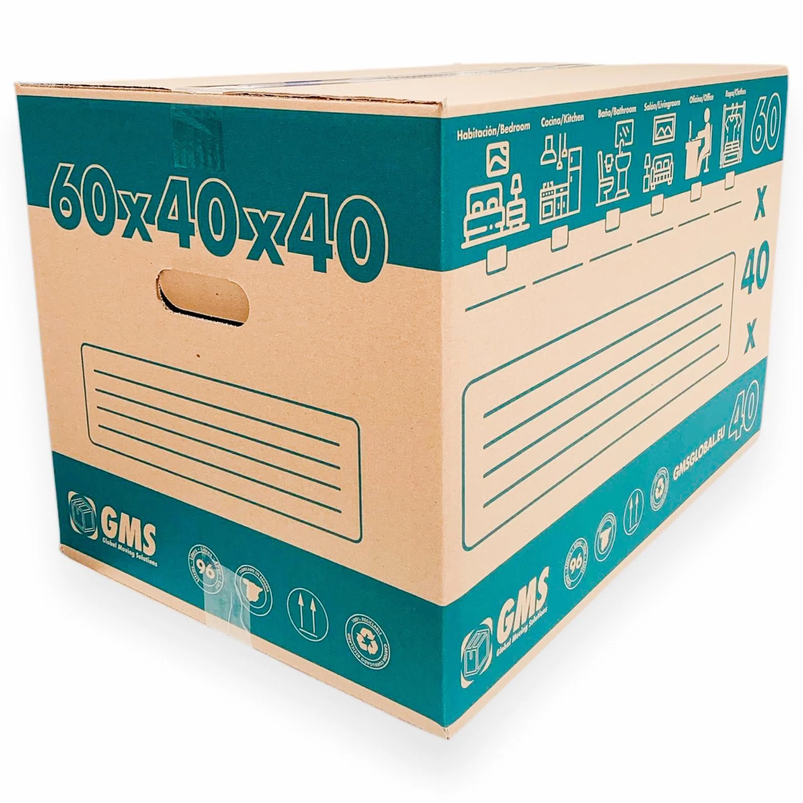 Cajas de Cartón Mudanza 60x40x40cm 96 Litros + Burbuja 6x0,6m Ultra Resistentes