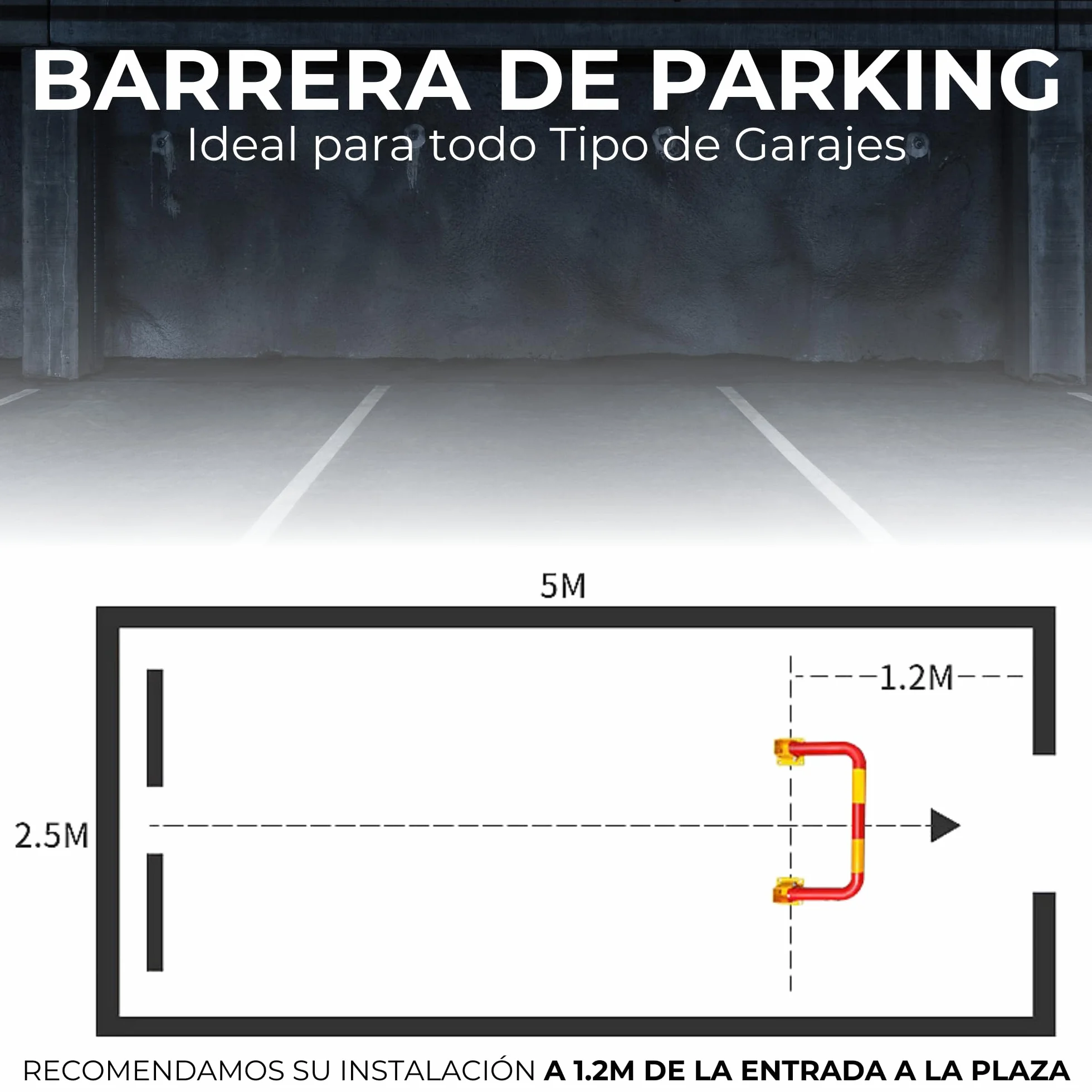 Cepos Parking - Barrera Parking con 2 Juegos de Llaves - Cepo Parking de Color Rojo y Amarillo - Cepo para Parking Interior y Exterior - Barrera Plaza Parking y Plaza Garaje