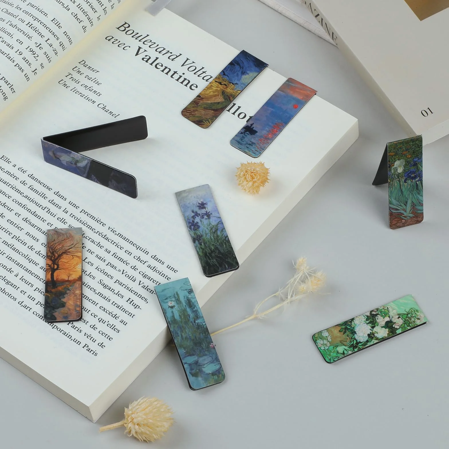 Simpeak 12 Piezas Marcadores Magnéticos Van Gogh Monet Marcapáginas Clip para Lectores