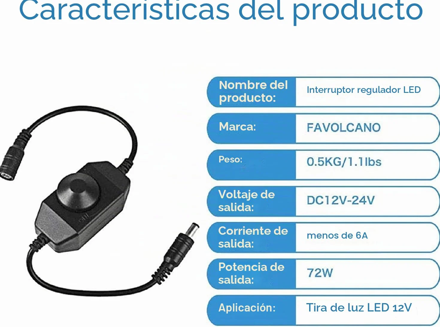 RUNCCI-YUN PWM - Regulador de intensidad LED (CC 12 V 6 A) para tiras SMD 5050 3528 2835 5630 y otros dispositivos de iluminación LED CC 12 V (3 unidades)