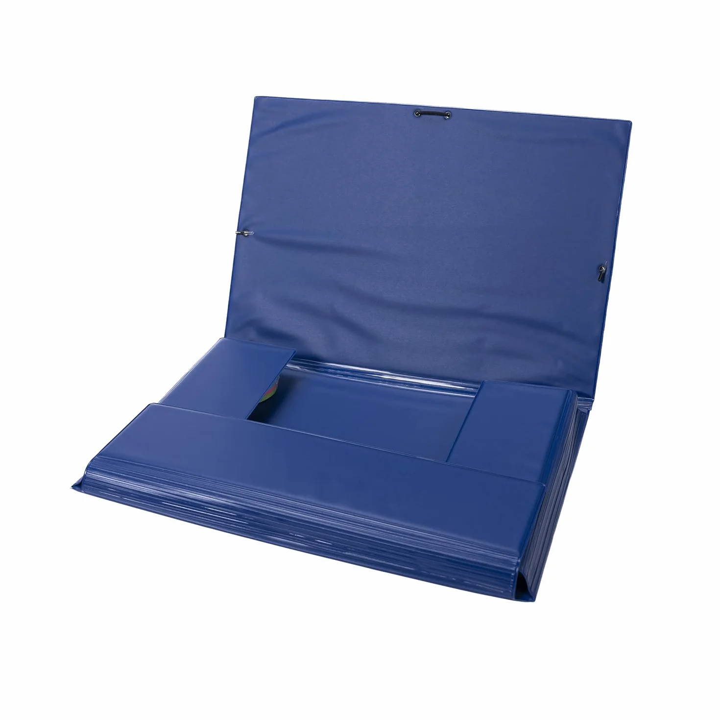 Carpeta PVC Azul Folio Prolongado Tres Solapas Cierre de Gomas 38x28cm