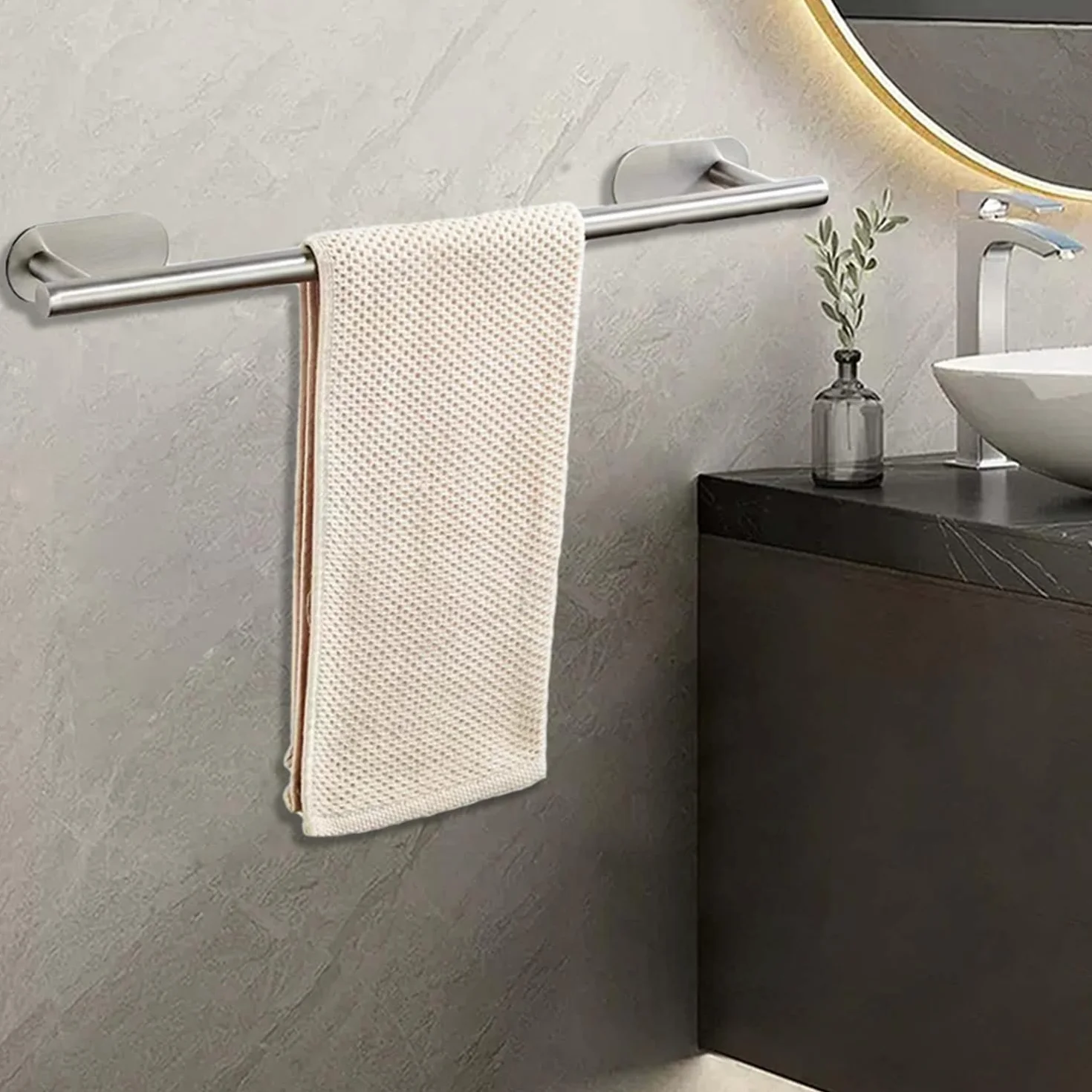 Toalleros de Baño Sin Taladro 9PCS Acero Inoxidable SUS304 Kit Accesorios Baño con Portarrollos Papel Higienico