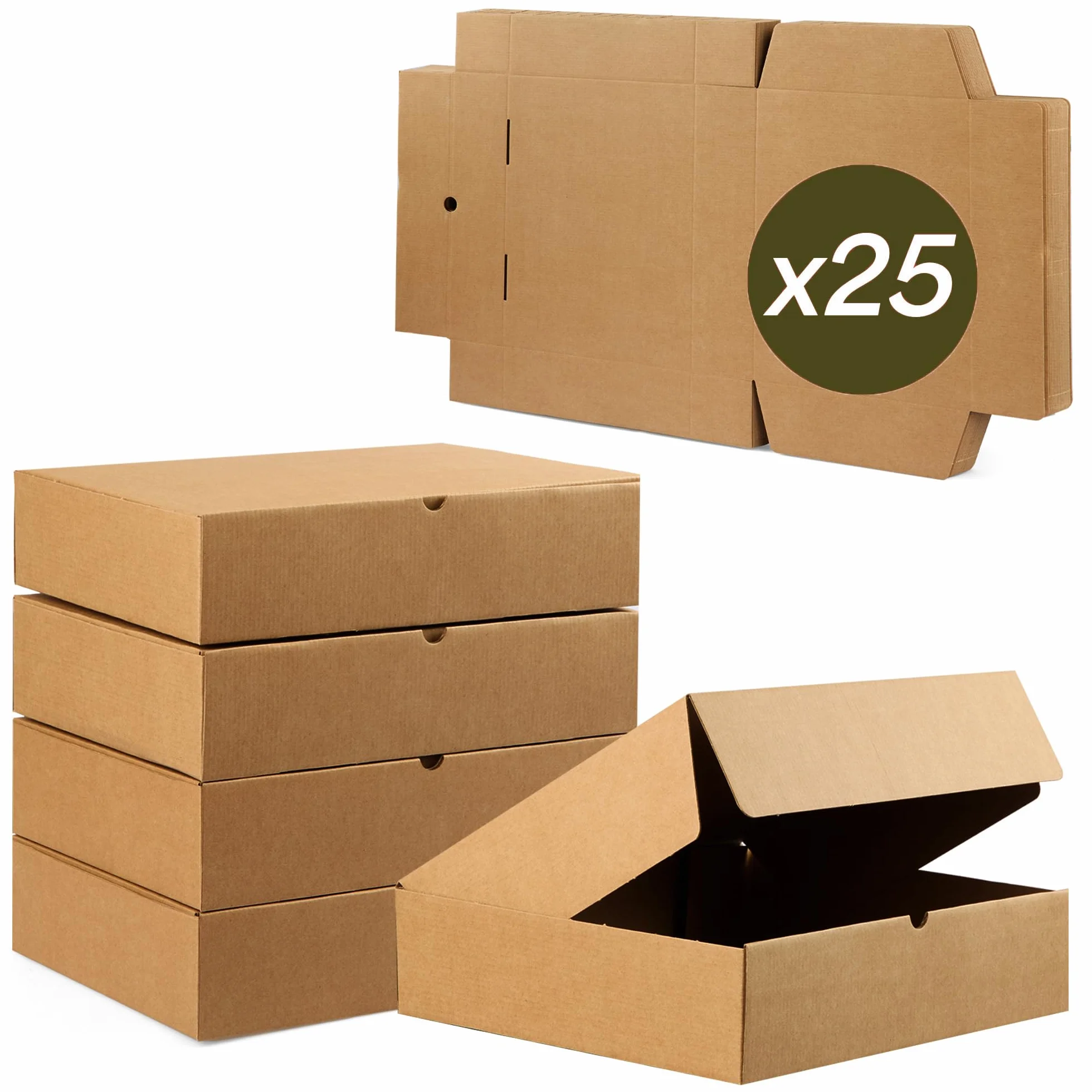 Pack 25 Cajas Cartón Automontables 35x26x8cm Kraft Envíos Regalo