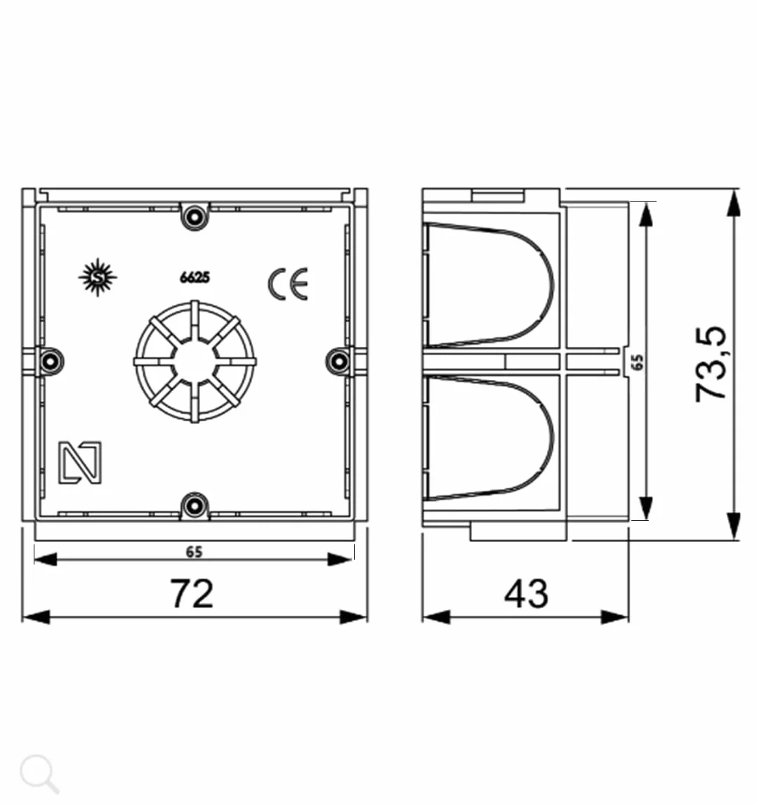 Caja mecanismos electricos empotrable 65x65x43 Pack 6 unidades UNIVERSAL