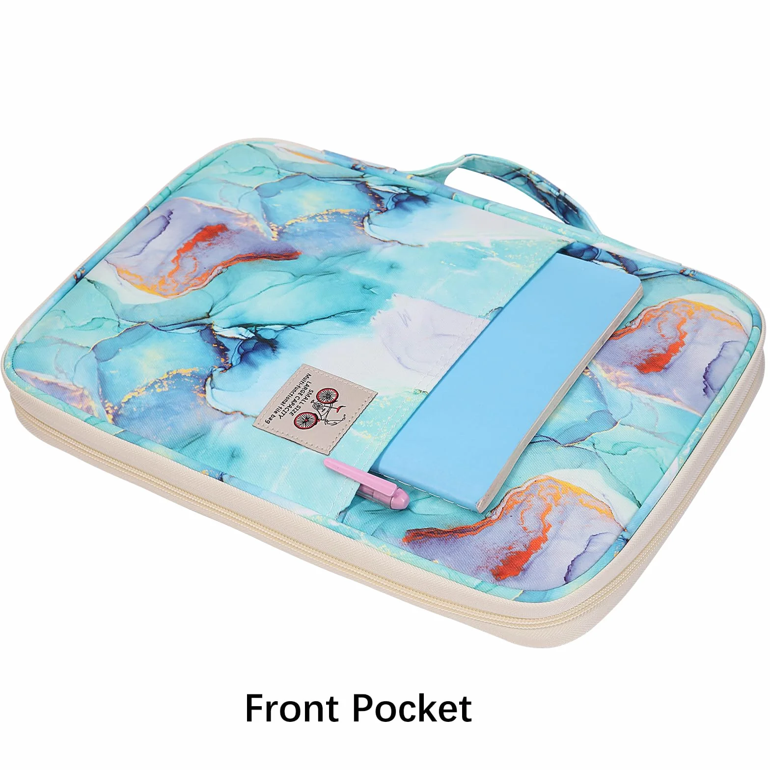 JAKAGO Carpeta impermeable A4, organizador de viaje con cremallera, verde mármol