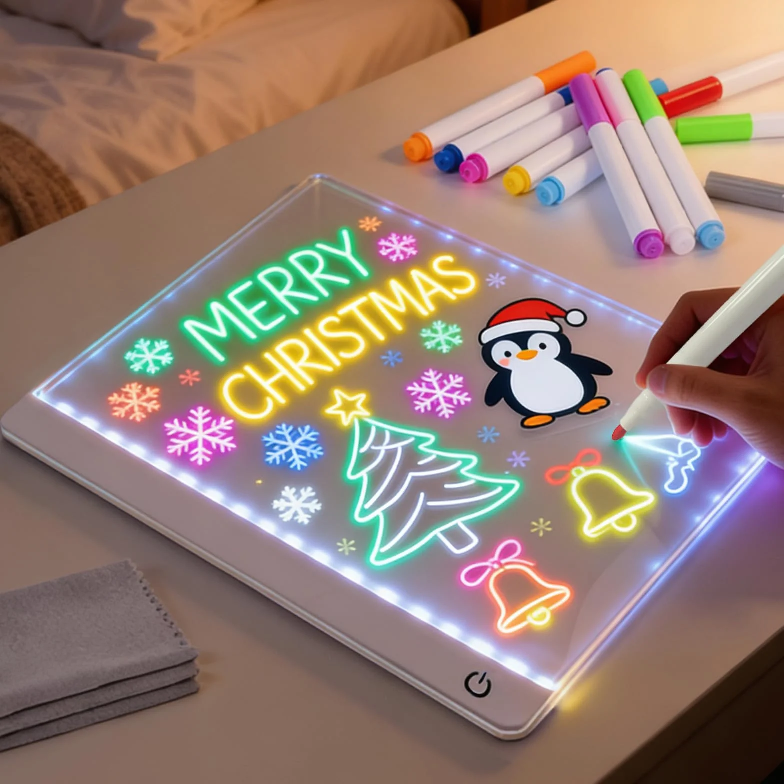 Tablero acrílico luminoso LED mensaje 12 colores bolígrafo regalo niños adolescentes