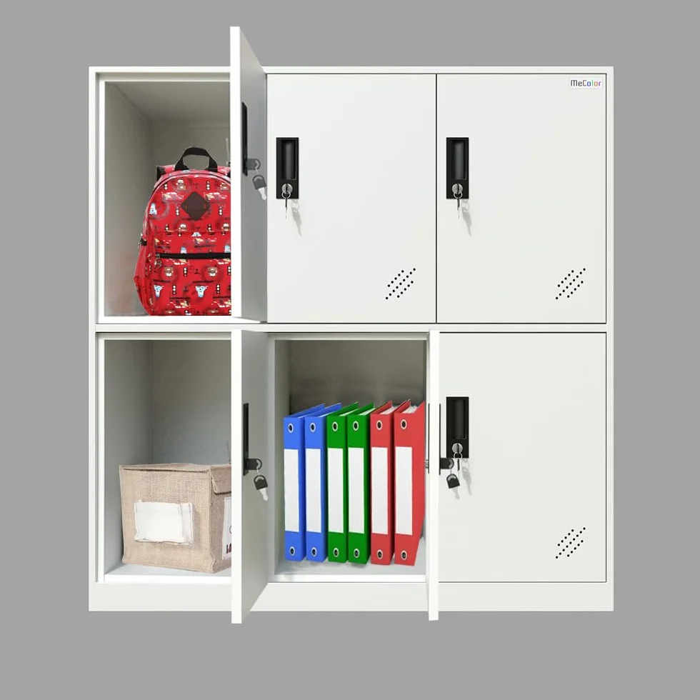MECOLOR Taquilla de Almacenamiento de Metal con Cerradura, Blanco (6D)