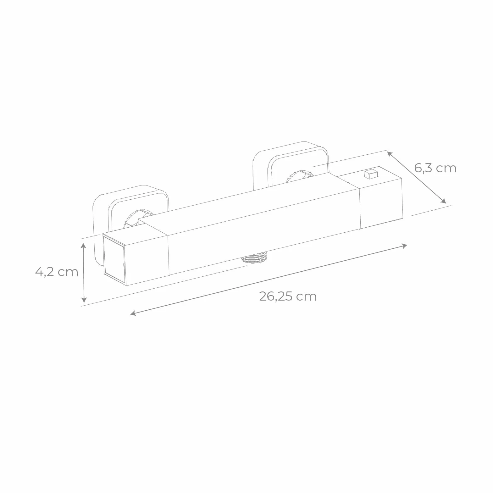 Grifo Mezclador de Ducha K2O Chillout Relax 26,2x6,3x7,1 cm Diseño Cuadrado de Latón Cromado con Grifo Termostático y Dos Mandos