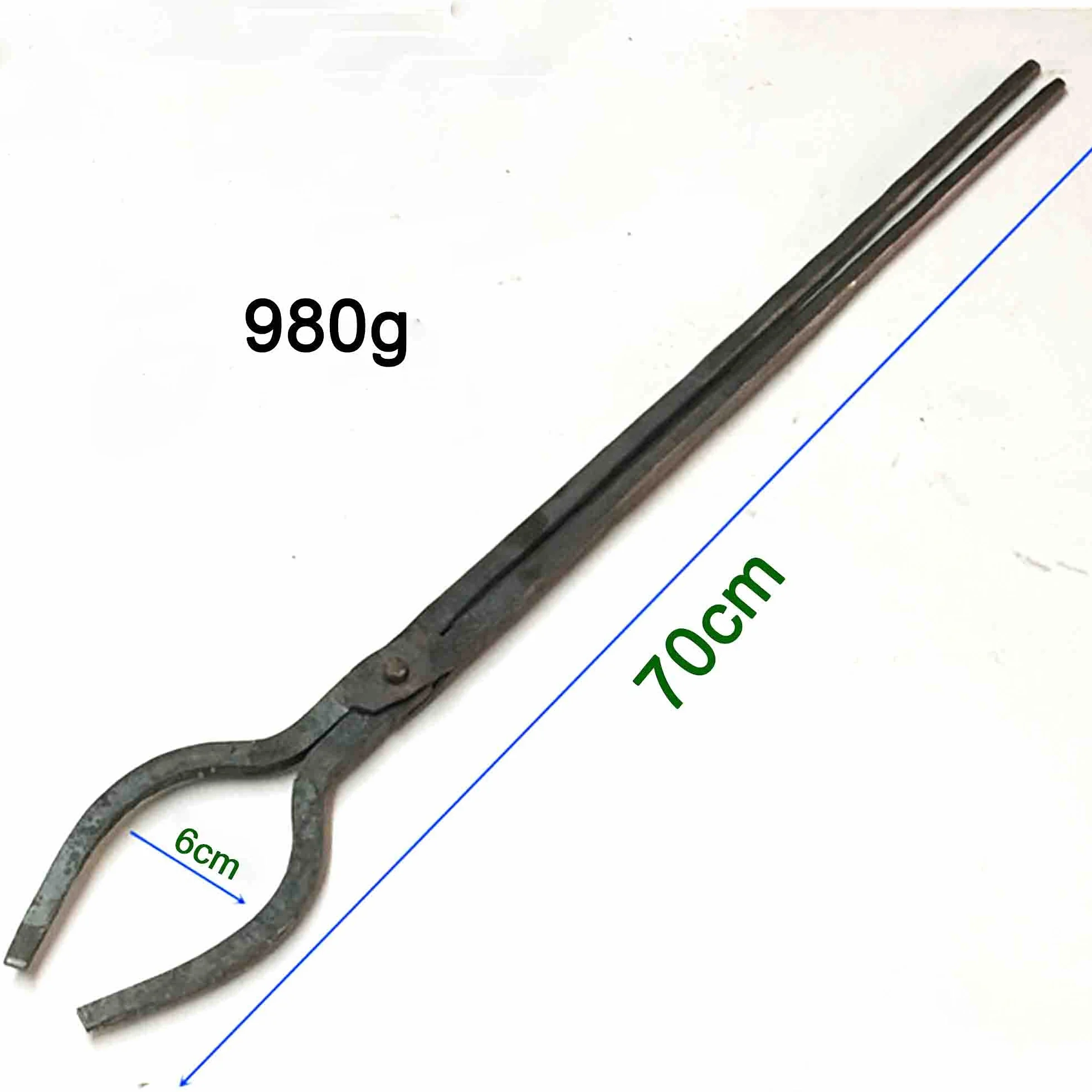 Tenaza de forja Pinzas de herrero Tenaza de forja de nariz redonda Pinzas en U Forja de tornillo de banco de yunque 2PCS 70cm 980g Tenaza de forja para Ingeniero Herrero,A