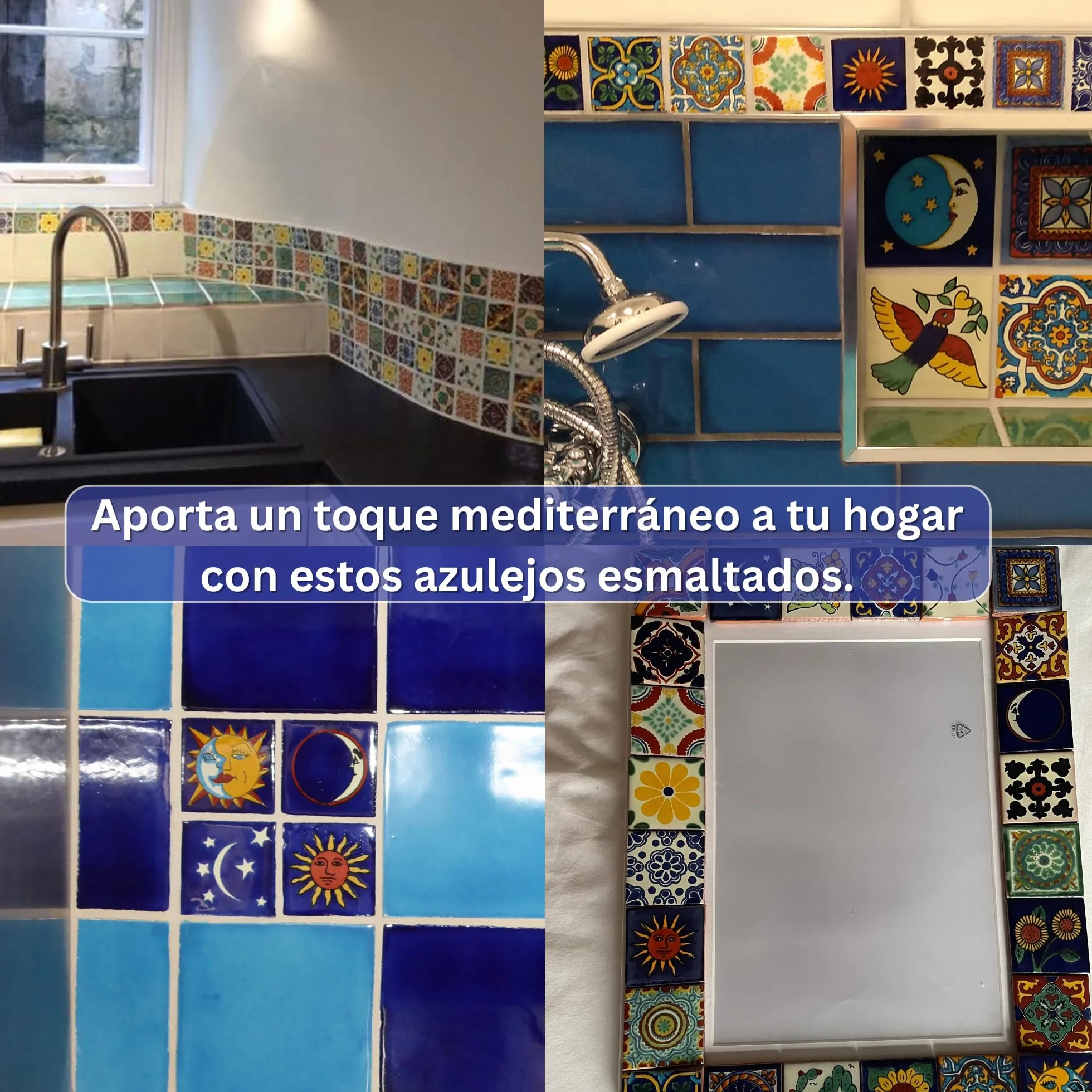 Tumia LAC - Azulejos Talavera Mexicanos Artesanales Estilo Sierra - Ceramica para Manualidades y Salpicadero Cocina Bano - Azulejo individual