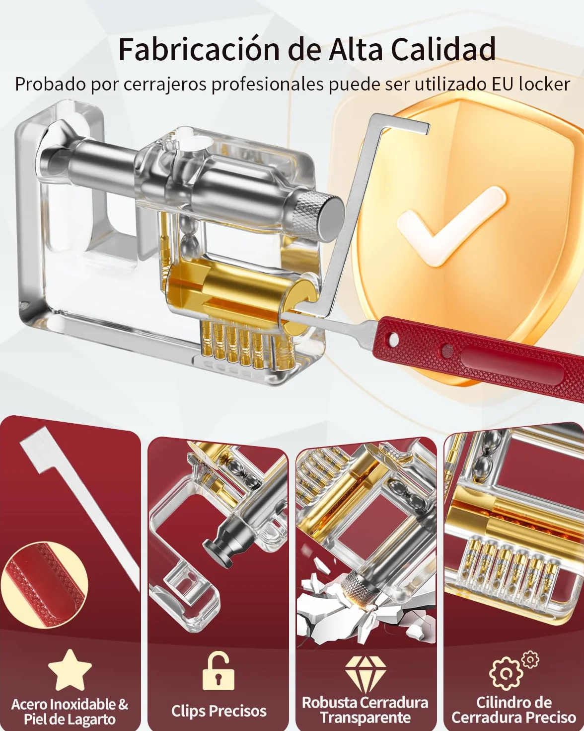 Eventronic Juego de Ganzúas 37+5 Piezas, [2025 Edición Pioneer & Nueva Experiencia Lockpick] Ganzua de Cerrajería con 5 Cerraduras Transparentes, Lockpicking Set para Principiantes y Cerrajeros