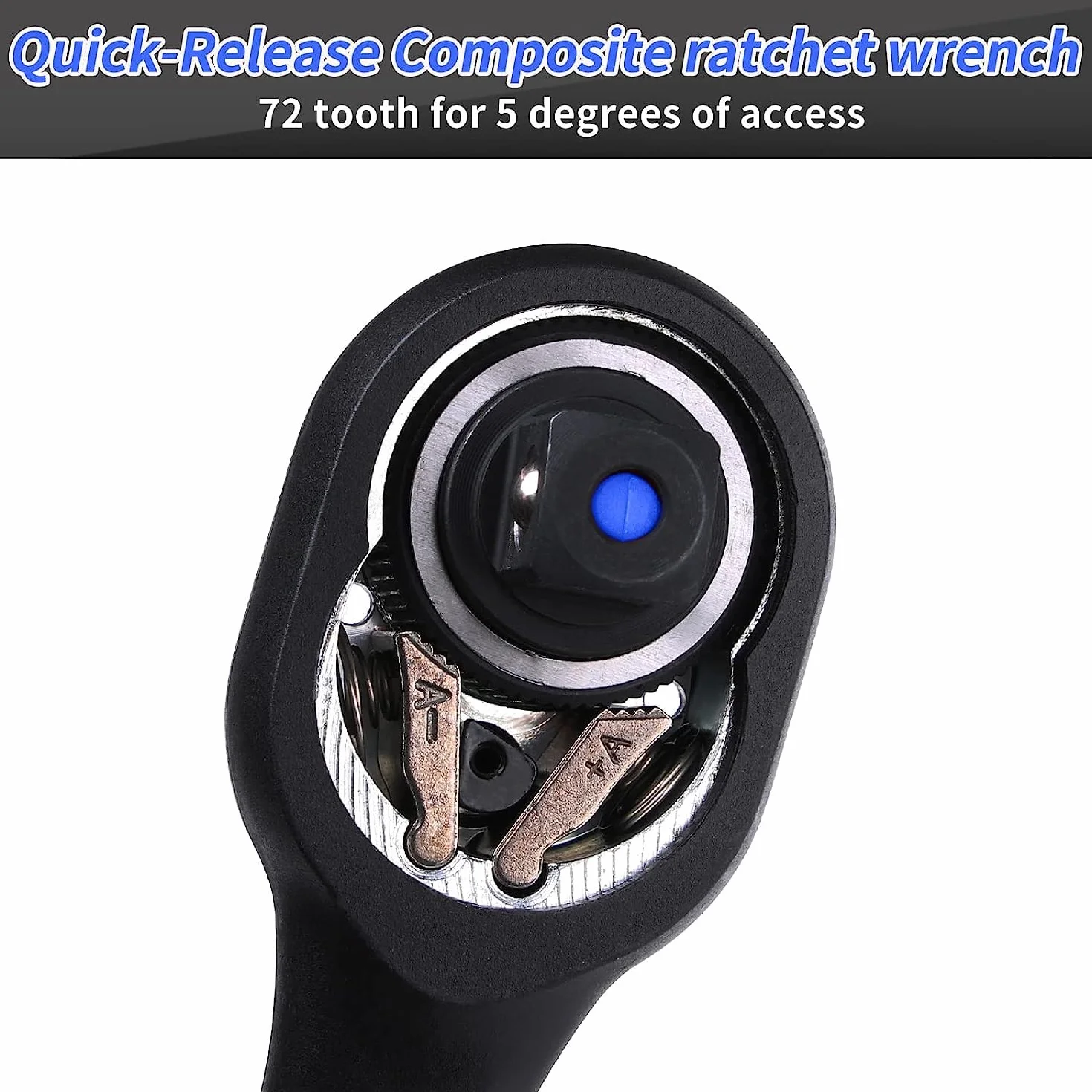 DAKCOS Juego de 3 Llaves de Carraca Trinquete Reversible de 1/2 1/4 3/8" | con Mango de Liberación Rápida, 72 Dientes Cr-V