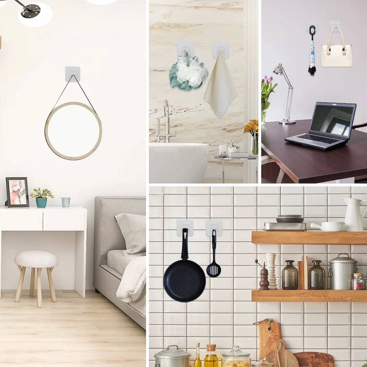 36 Piezas Ganchos Adhesivos Extra Fuertes, Ganchos Grandes Transparentes, Gancho Multiusos Reutilizables, Ganchos Impermeables para Cocina Baño Pared