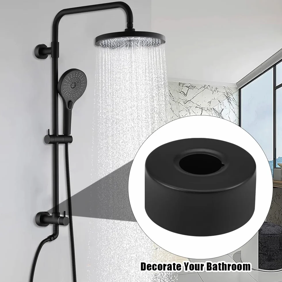 Grifo de Ducha Roseta Negro 4 Piezas, Rosetas Ajustables para Grifería y Radiadores, Diámetro Interior 25 mm