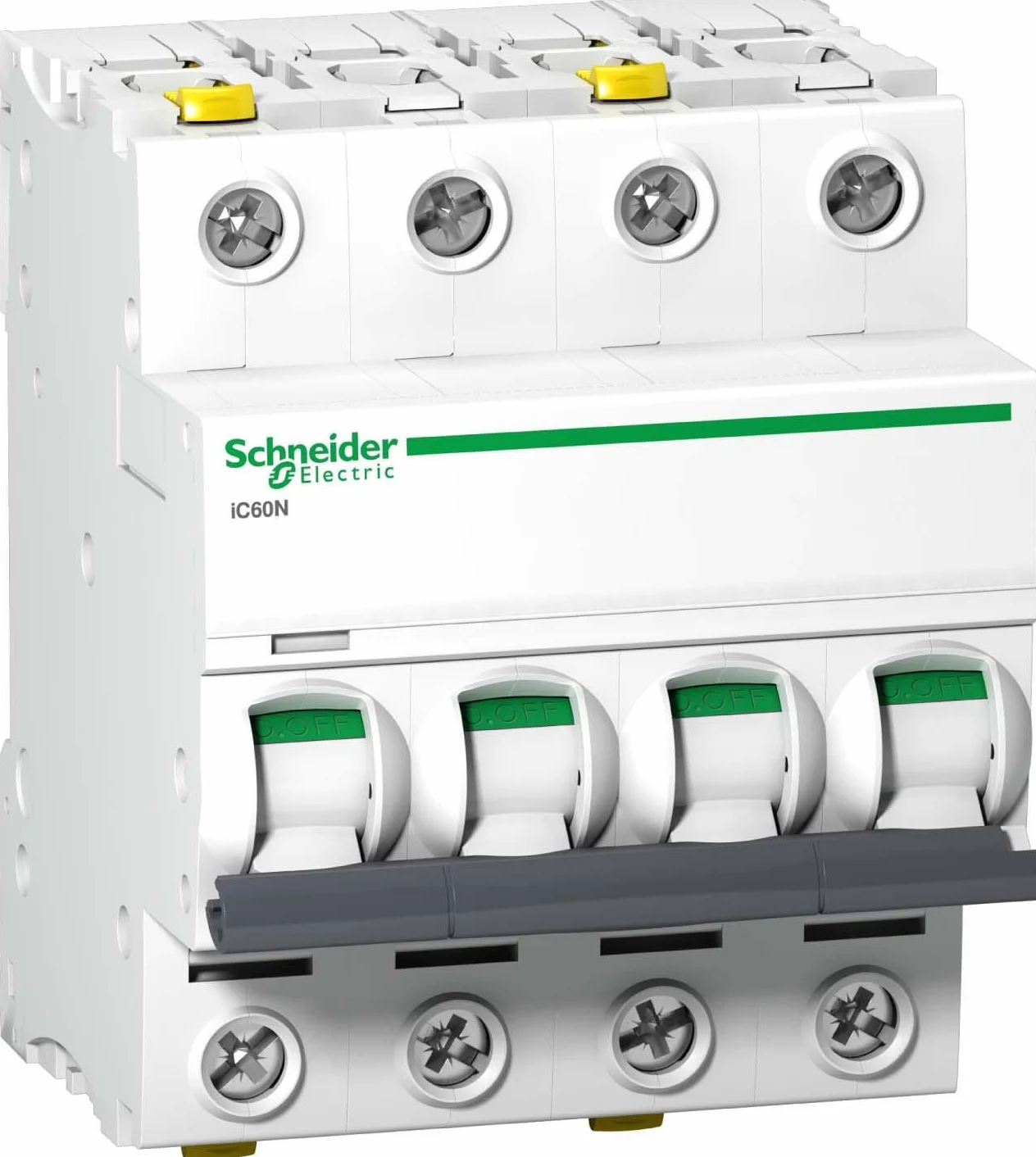 Schneider Electric iC60N MCB Disyuntor Tipo C, 4 Polos, 20 A, 440 V, Capacidad de desconexión 6 kA Acti 9