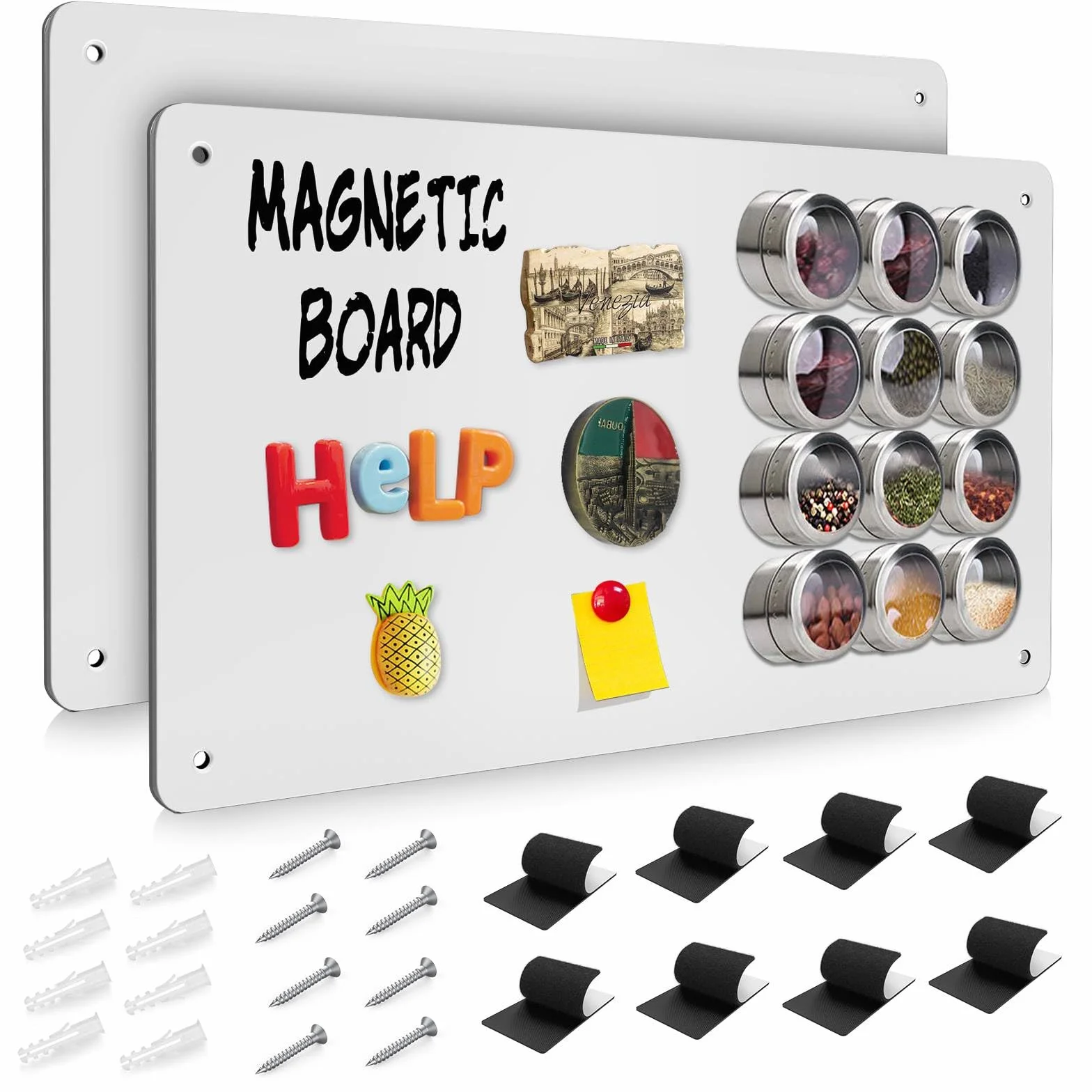 Placa Magnética para Imanes, Tablero Magnético Grande Pared, Pizarra Adhesiva (Blanco - 2 Paquetes)
