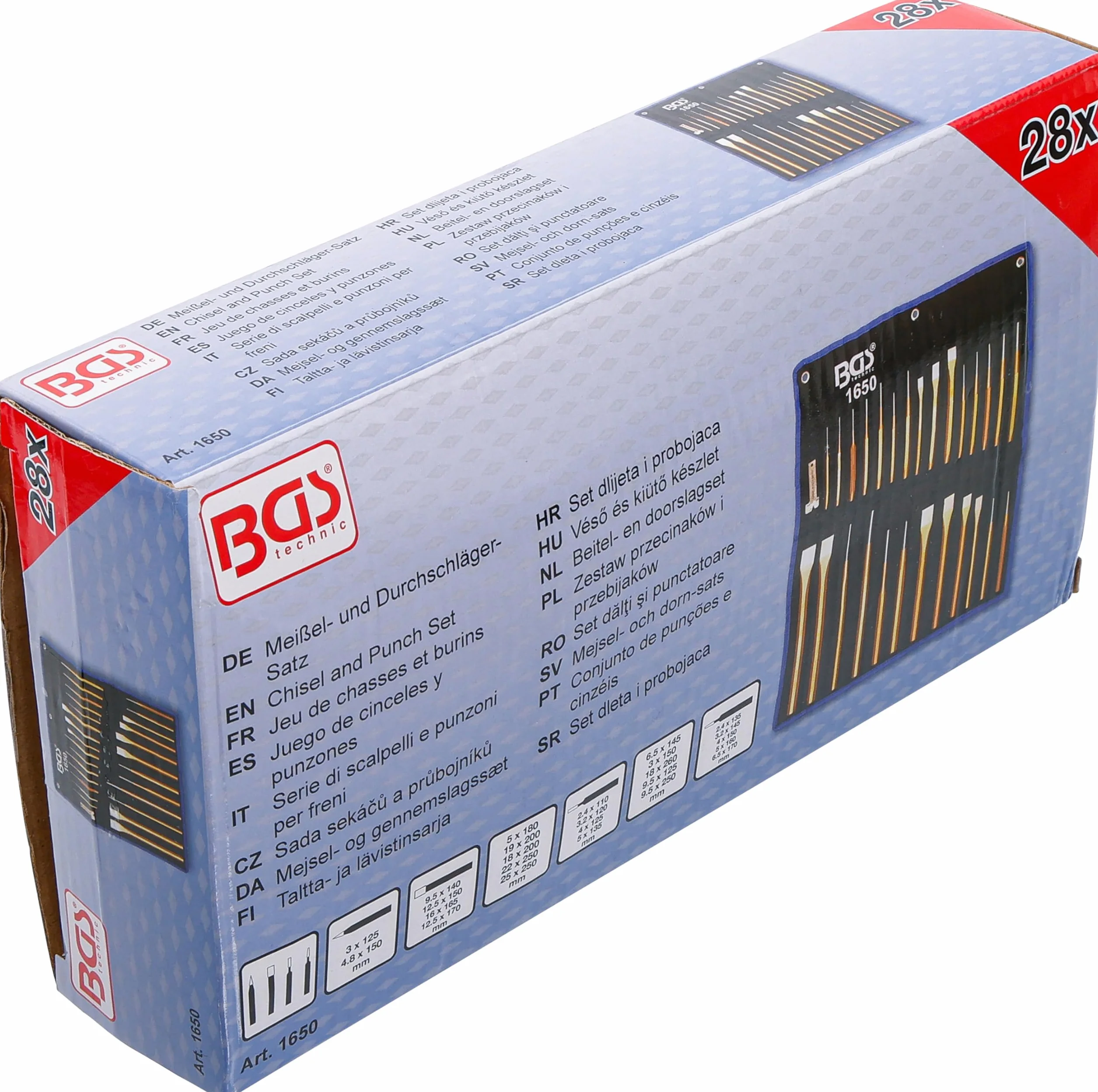 BGS 1650 | Juego de cinceles y punzones | 28 piezas