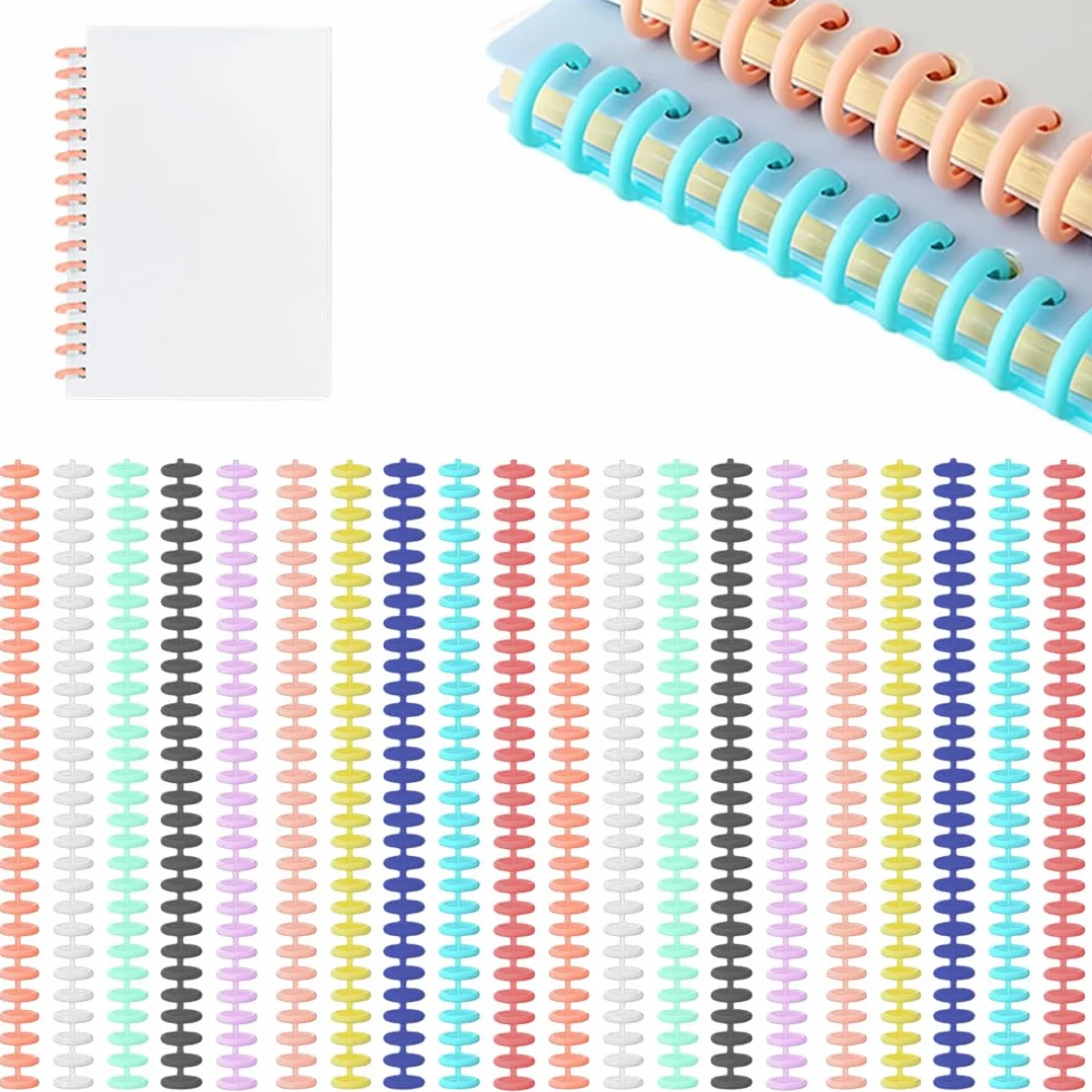 20 Piezas Anillas para Encuadernar 30 Anillas Anillas Encuadernar de Plástico Canutillos Encuadernar Anillos de Hojas Sueltas para A4 B5 A5 Lomo de Encuadernación DIY Papel