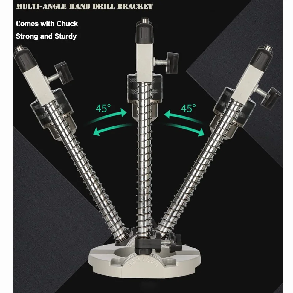 Soporte De GuíA De Broca MultiáNgulo, FáCil De Llevar, Alta Eficiencia, Soporte De Taladro Con Mandril De Taladro, áNgulo 45, 60, 75, 90°, Para PerforacióN De CarpinteríA, Apertura De TuberíA, Etc