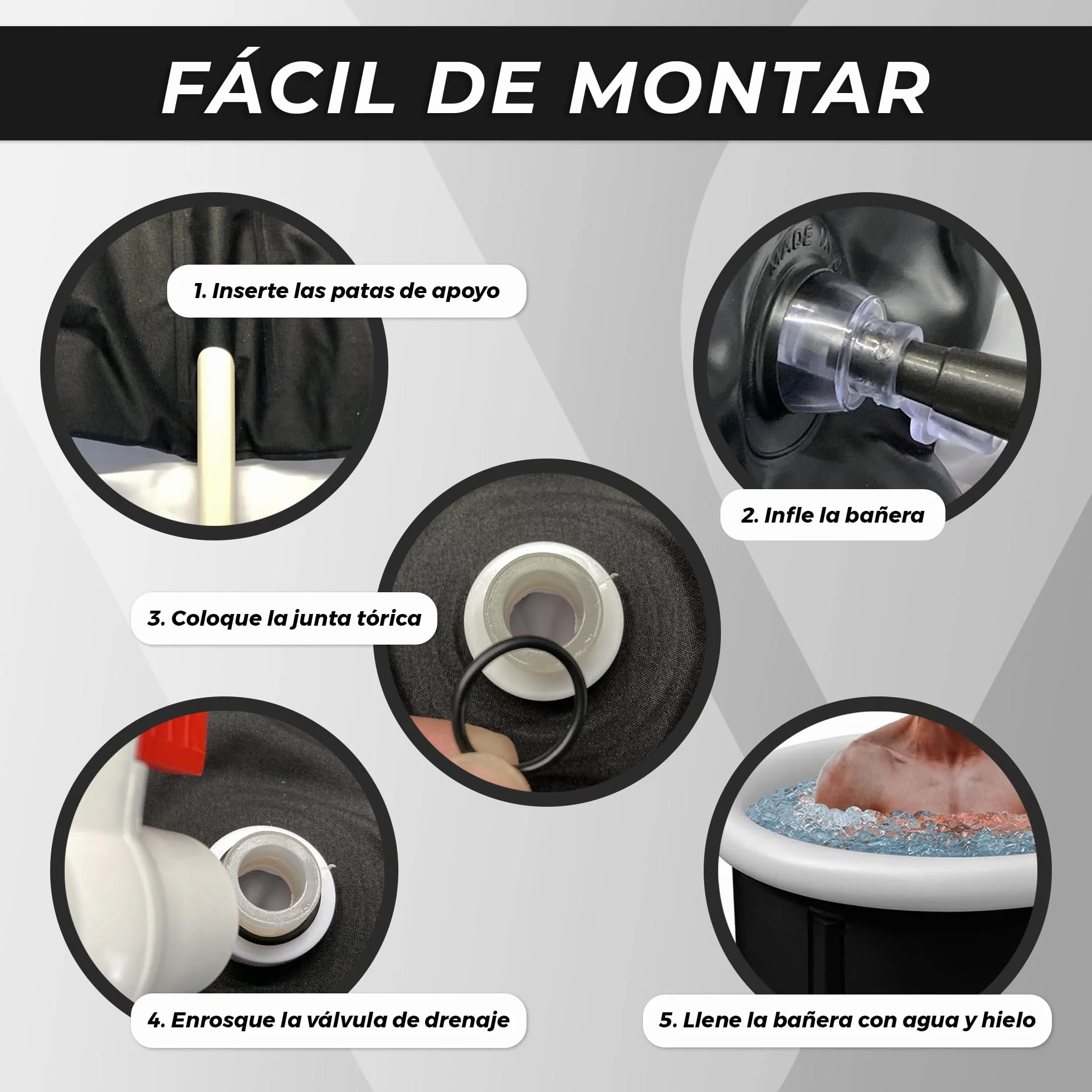 Bañera Hielo Plegable para Deportistas - Ice Bath - Recuperación muscular - Refuerza el Sistema Inmunológico
