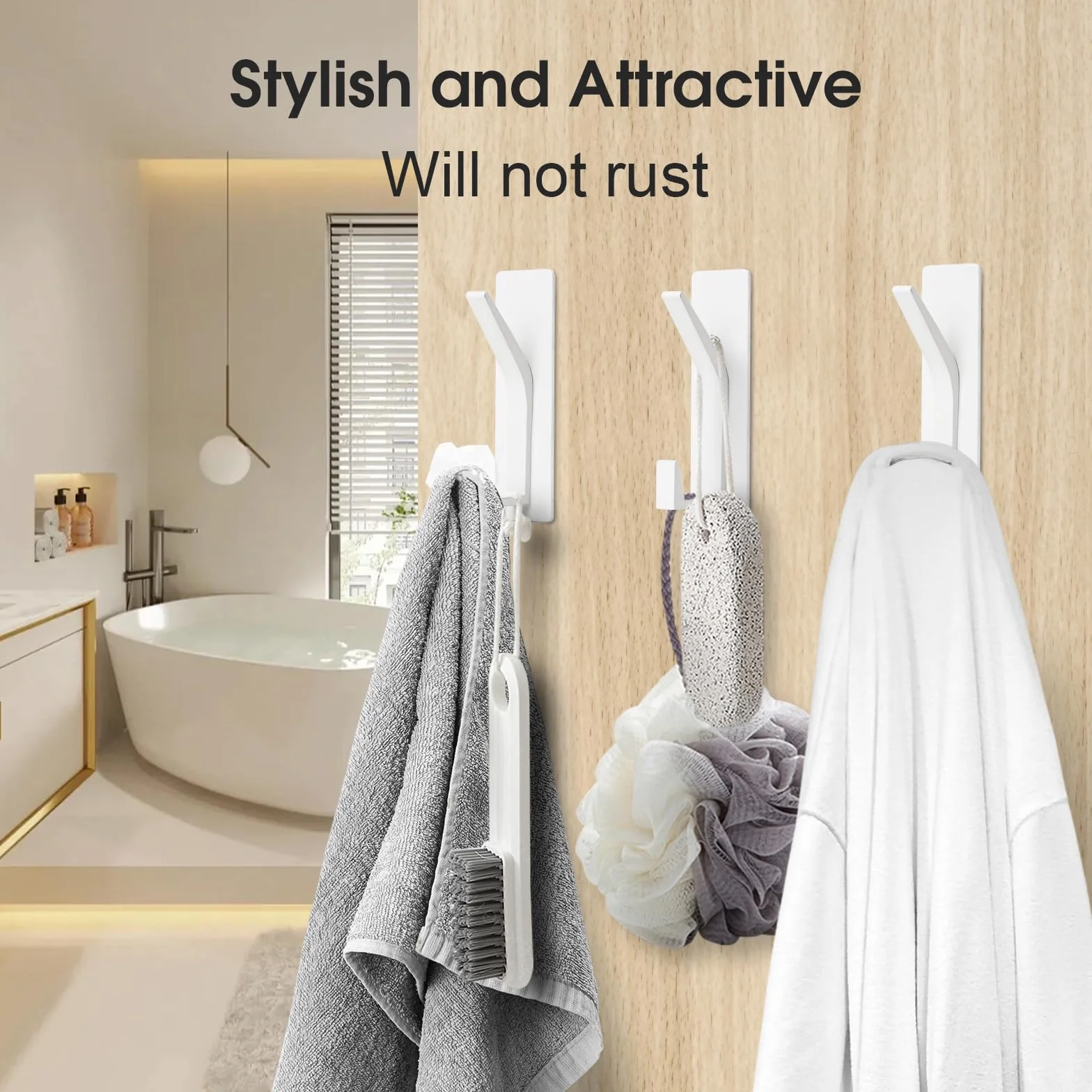 AUXHCYL Ganchos Adhesivos para Pared, 4 Pcs Gancho pared Adhesivo Resistentes para 6 kg, Colgador Adhesivo para Toallas, Abrigos, Sombreros y Bolsos en Baño, Cocina y Ducha (Blanco)