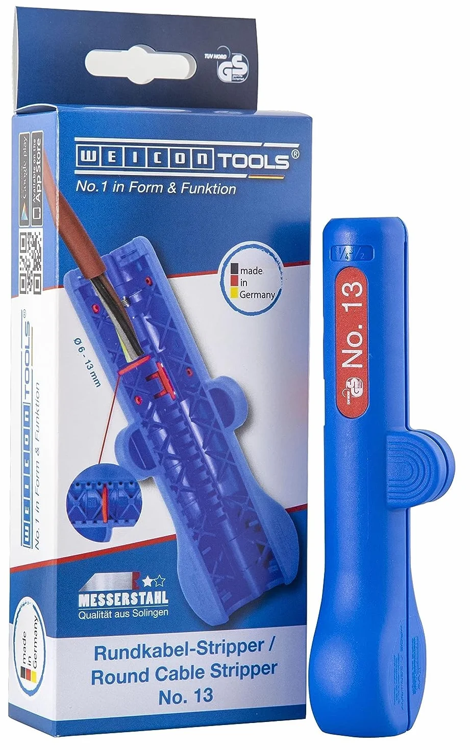WEICON TOOLS Pelador de Cable Redondo No. 13 | Rango de trabajo 8-13 mm Ø | Pelado de cables de datos y cables de red