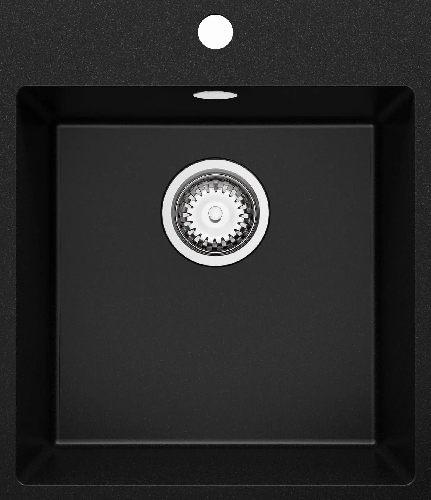PRIMAGRAN Fregadero Cocina Negro 43x50cm, Granito 1 Seno + Sifón, Sobre Encimera al Mueble 45cm - Riga S125