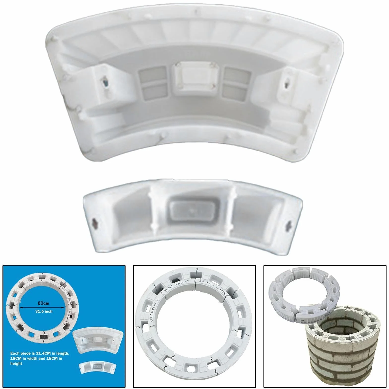 Modelo de Pared Circular para Pozo con Molde de Hormigón Y Diseño Eficiente para Construcción de Sistemas de Alcantarillado Y Áreas Exterior, Diámetro interior 80cm