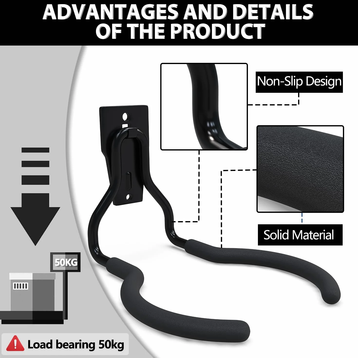 3-H Percha para Herramientas Eléctricas Jardín Acero Ino 8 Piezas, Gancho Pared Garaje 50KG Carga Soporte Pared para Desbrozadoras Tornillo Fuerte Antideslizante para Motosierra,Cortacéspedes,Garaje