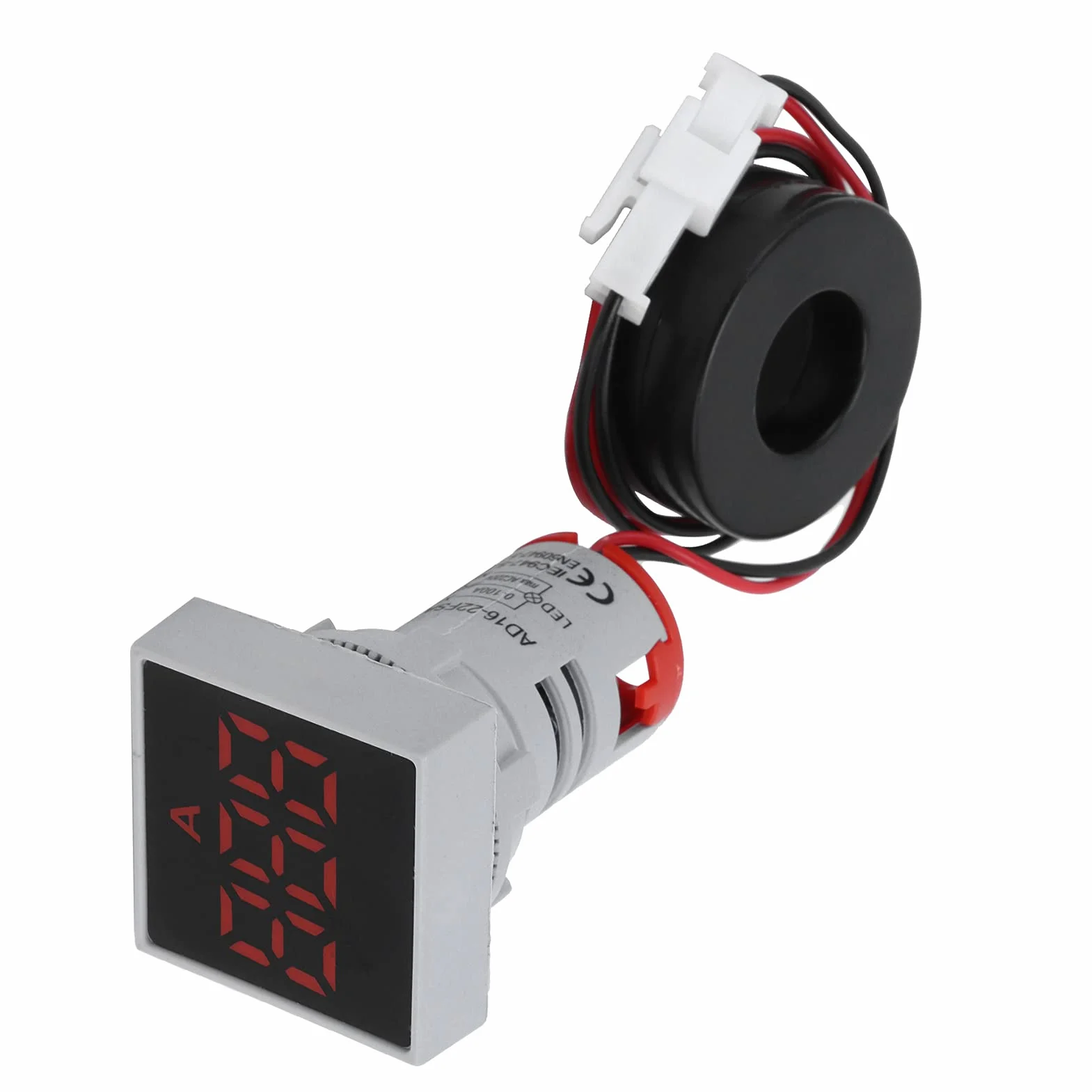 Fafeicy Amperímetro digital, AD16-22FSA AC 220V Medidor de corriente digital Luz de señal cuadrada Medidor de corriente Panel mate Amperímetro Luz indicadora de señal, para electricidad(rojo)