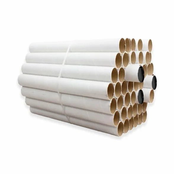 Tubos de carton blanco 7,6x100cm con tapas Pack 16 para envios