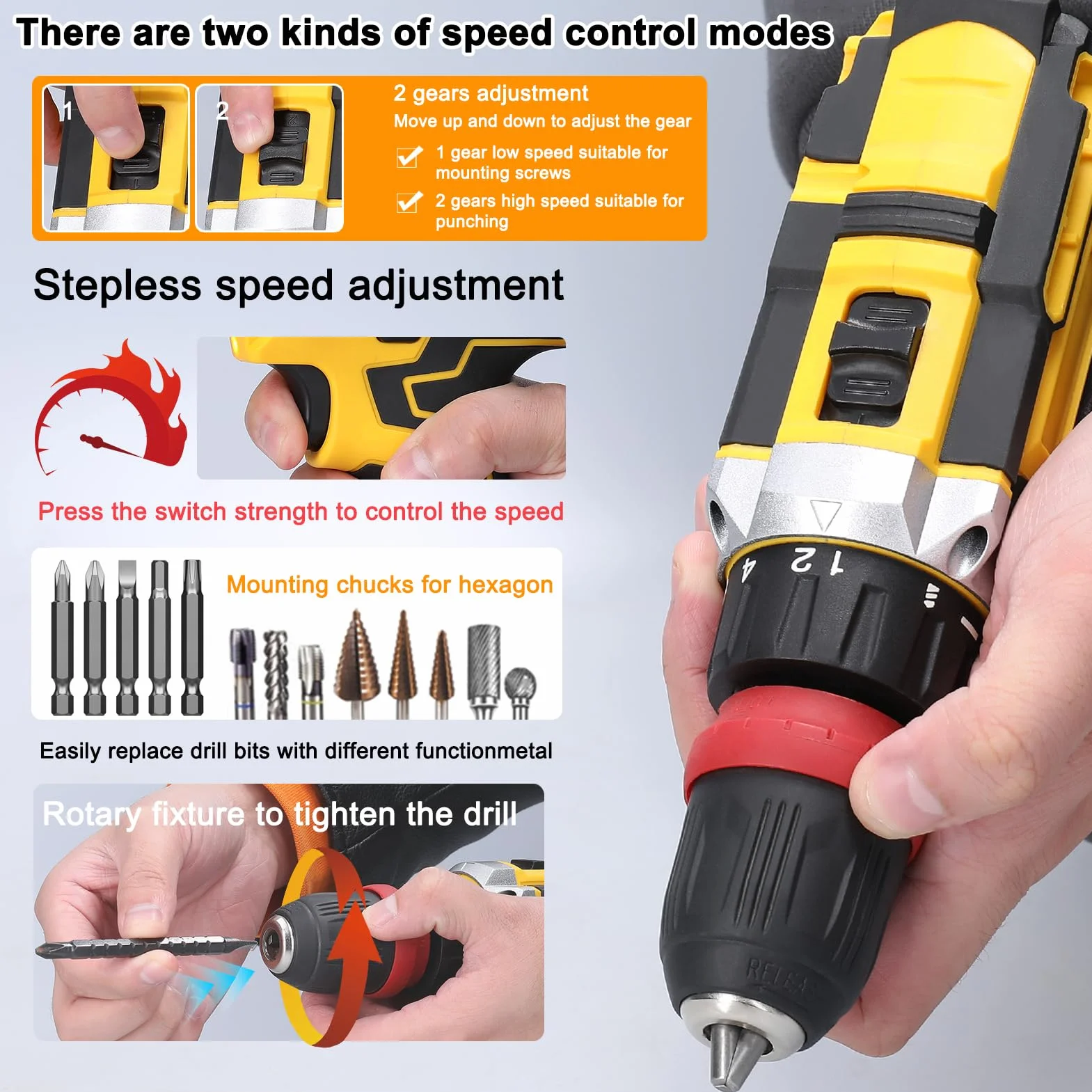 Destornillador Eléctrico, Weytoll 12V Taladro Atornillador de Litio 2 en 1, con Batería de 2 * 1300 mAh para Instalación de Electrodomésticos y Carpintería de Bricolaje, luz de Trabajo LED