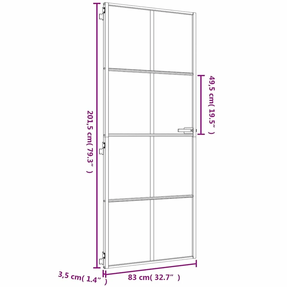 vidaXL Puerta de Interior, Puerta de Panel, Panel de Privacidad, Puerta Decorativa para Dormitorio Baño, Vidrio Templado y Aluminio Dorada