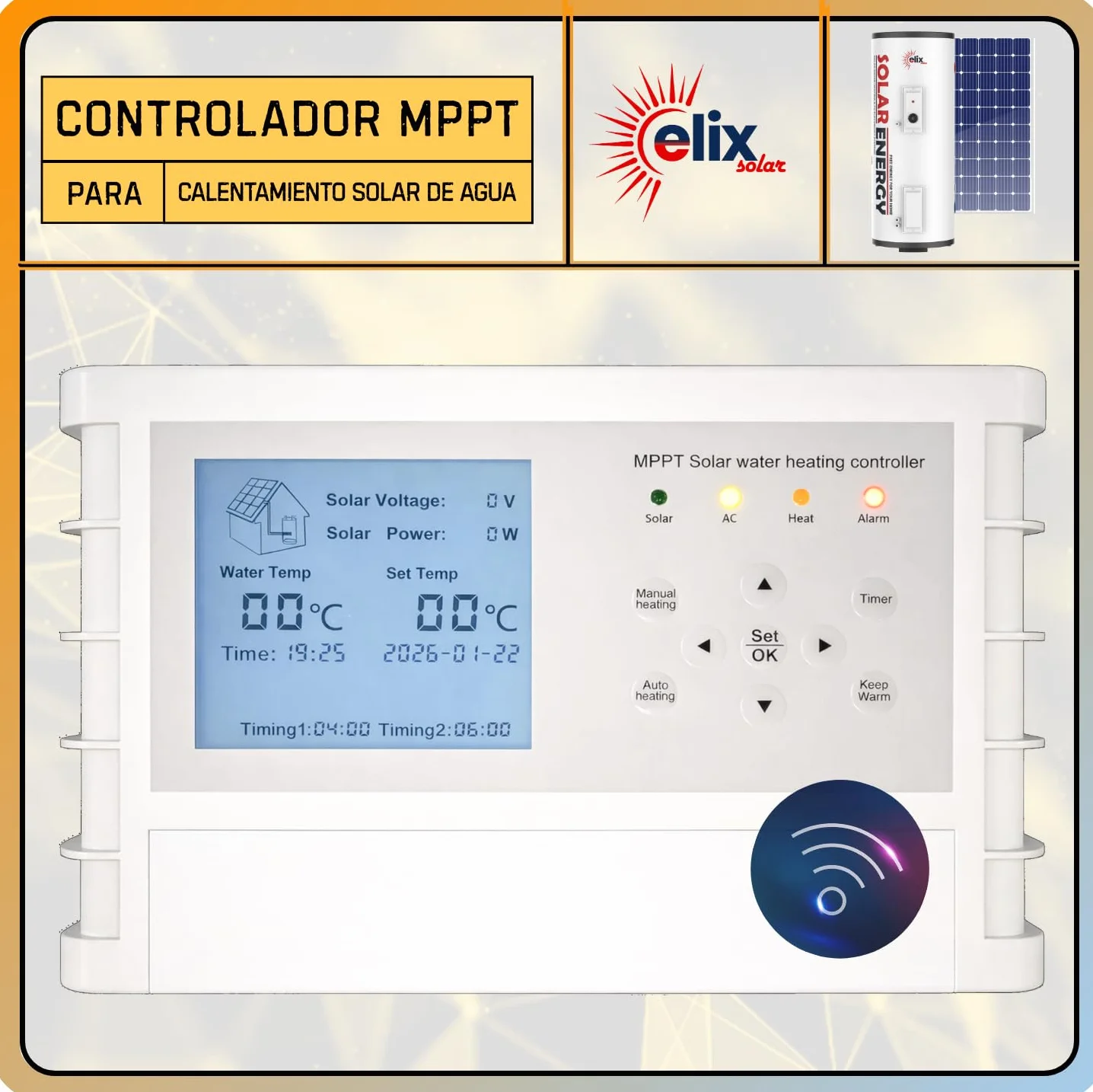 Calentador de Agua Solar Elix PV Termo Eléctrico con MPPT, 200L, DC1500W
