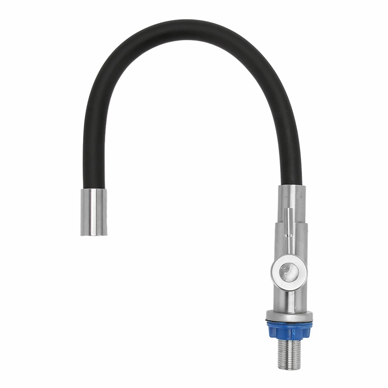 aqxreight Cuenca de Acero Inoxidable único Grifo Flexible Giratoria Fregadero de Cocina Agua Fría con Silicona para Cuencas de Lavado Universales