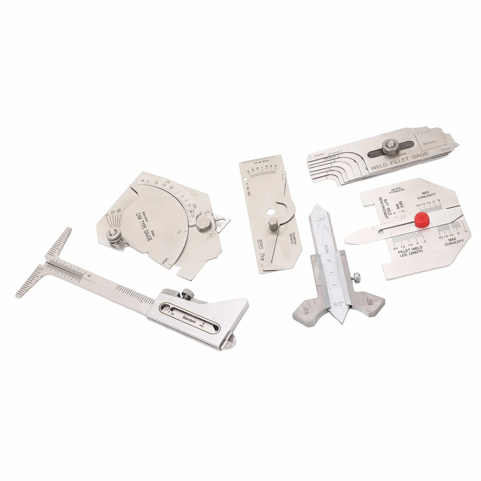 Kit de regalo de herramientas de soldadura con 6 piezas de calibre de soldadura de precisión, medidor de calibre para porosidad, pack de regalo profesional.