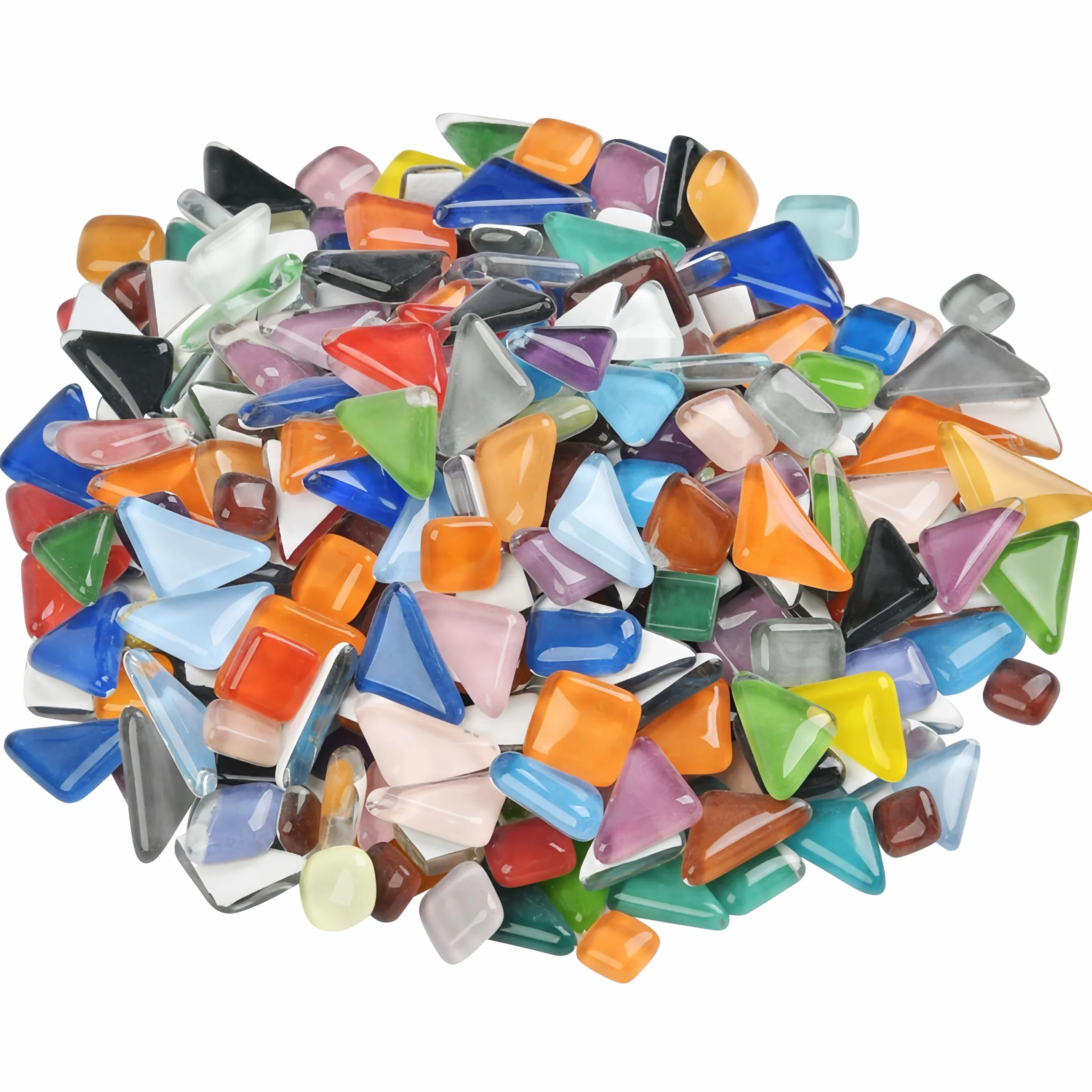 500 g piedras de mosaico de cristal, mosaico de cristal, forma irregular colorida poligonal – 500 g (aproximadamente 300 unidades). Ideal para trabajos, bricolaje