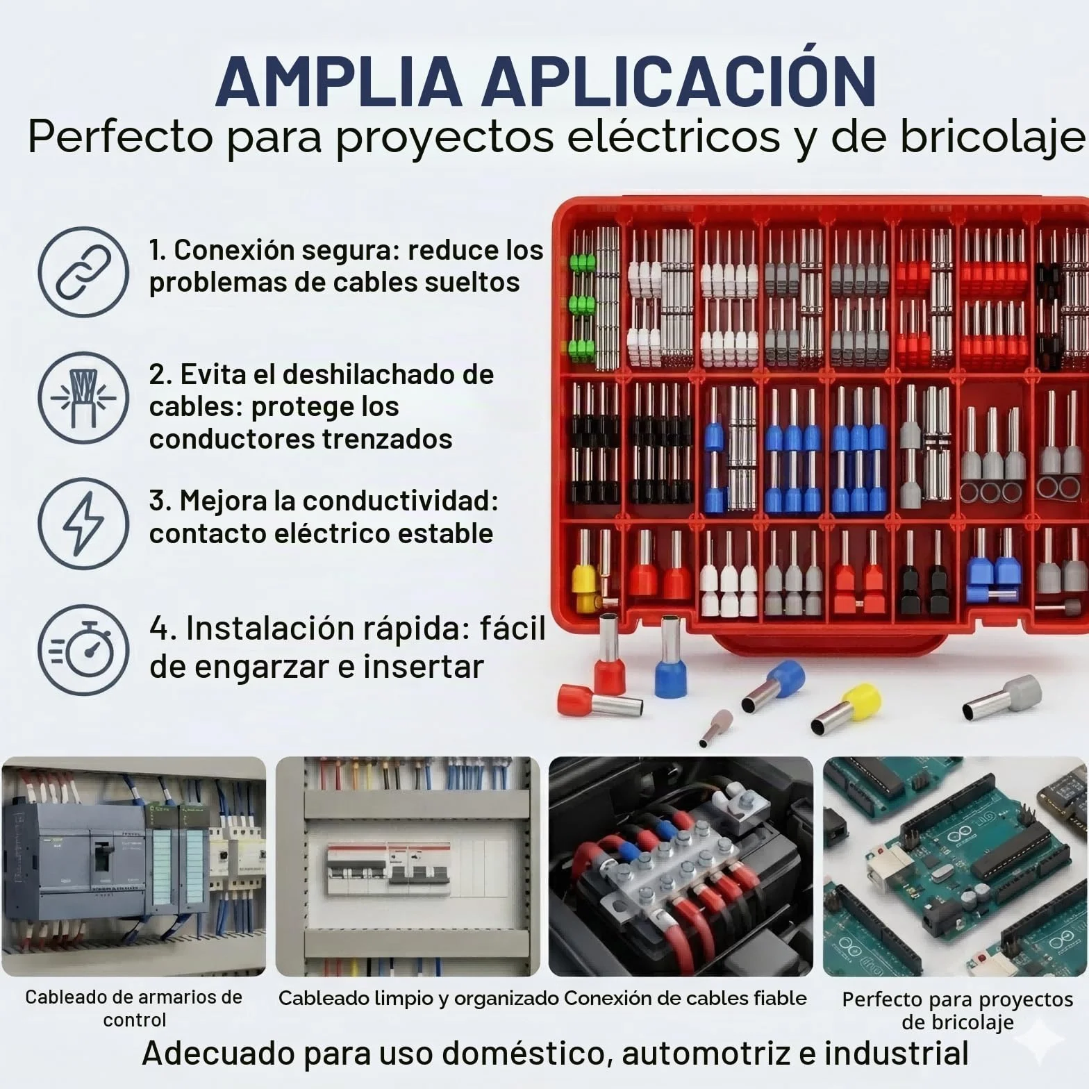 PEBA Kit de Crimpadora Terminales Electricos, Terminales Alicates 0.08-10.00 mm² con 24 clases de Punteras Electricas y Pelacables, Engarzadora de Crimpado Alicates - Hexagonal Crimpadora Terminales